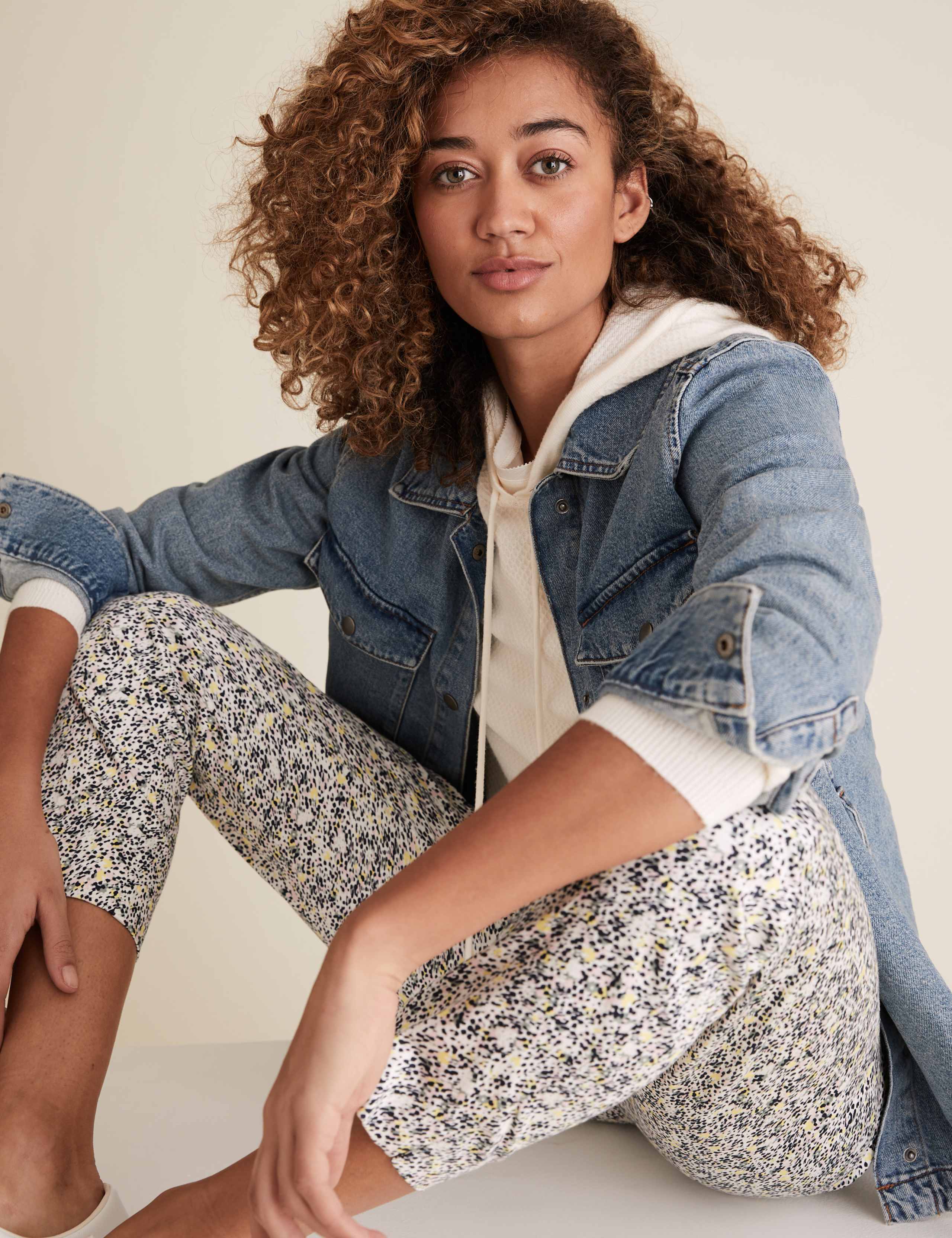 Cotton Rich Animal Print 7/8 Trousers 1 of 7