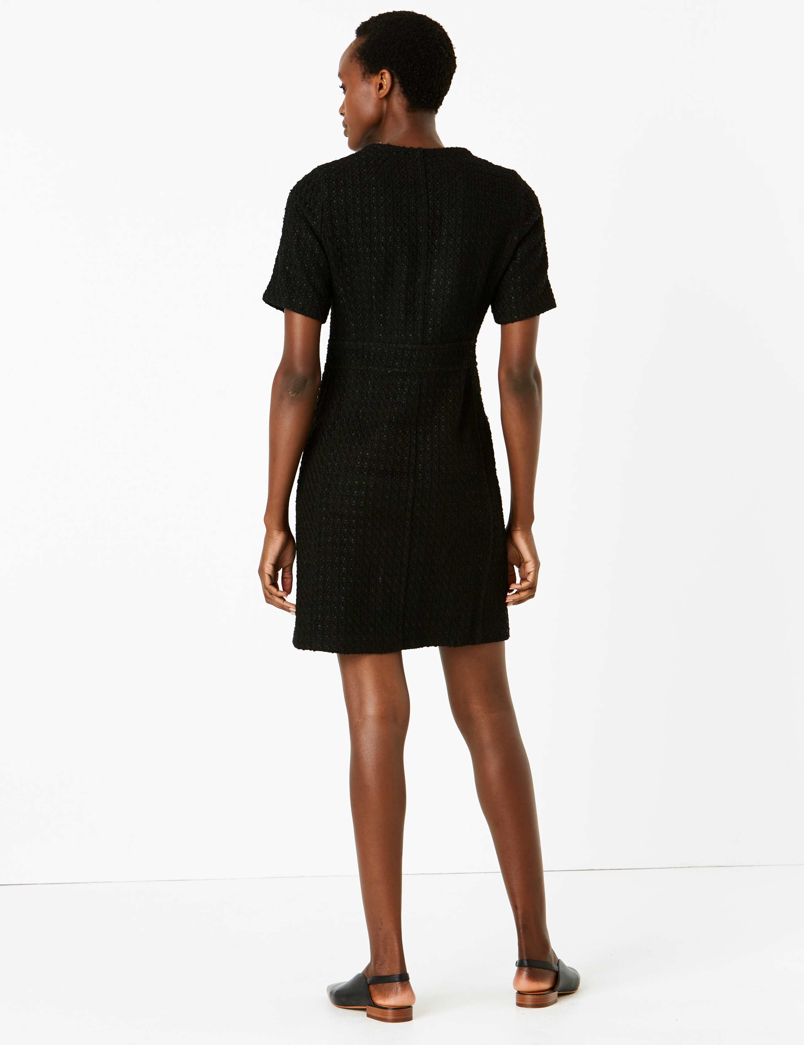 Tweed Button Front Mini Waisted Dress 4 of 4