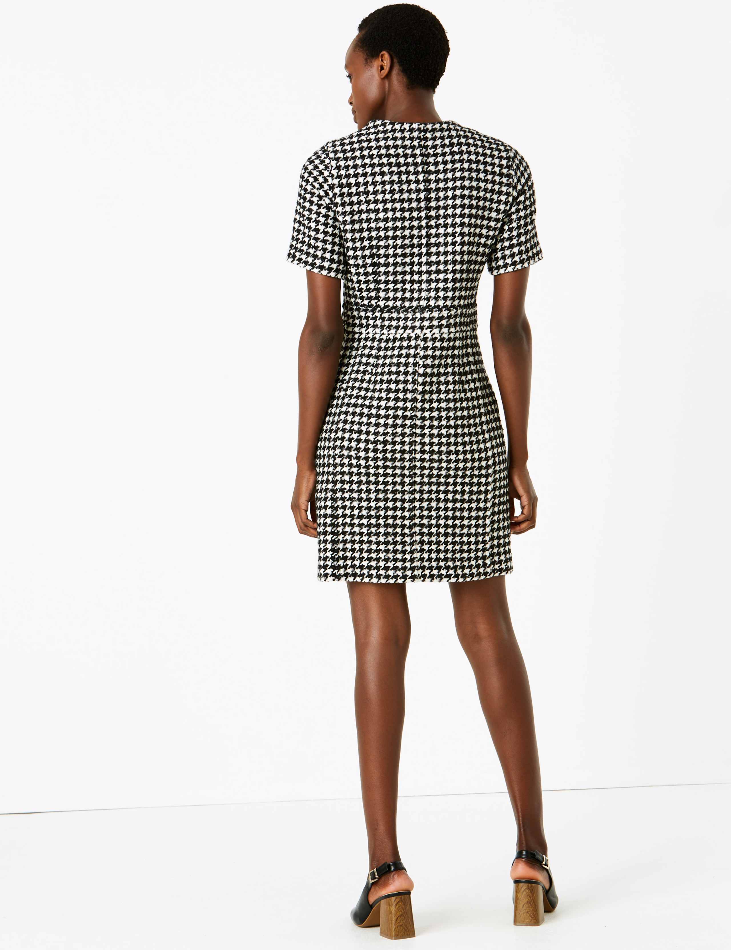 Tweed Button Front Mini Waisted Dress 4 of 4
