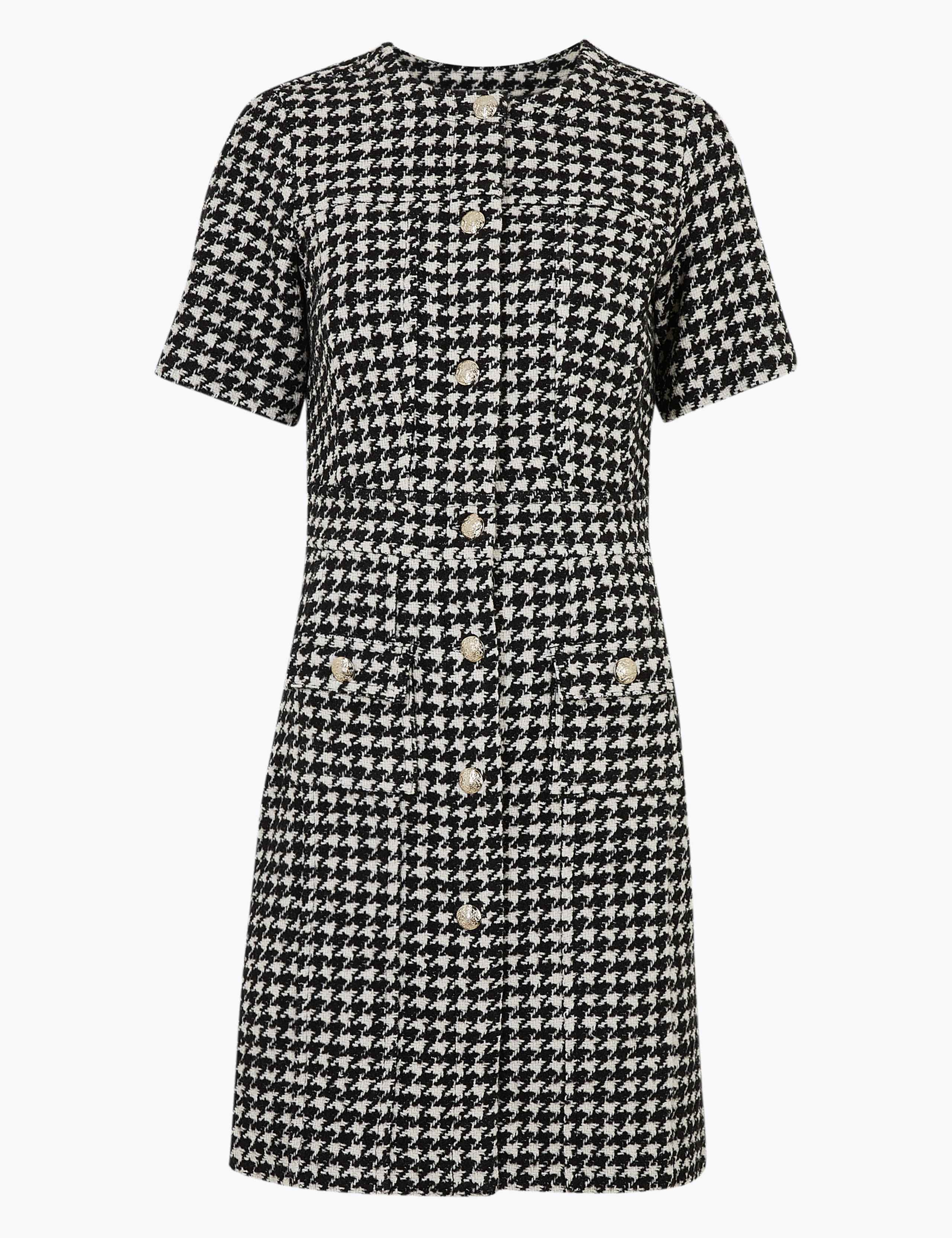 Tweed Button Front Mini Waisted Dress 2 of 4