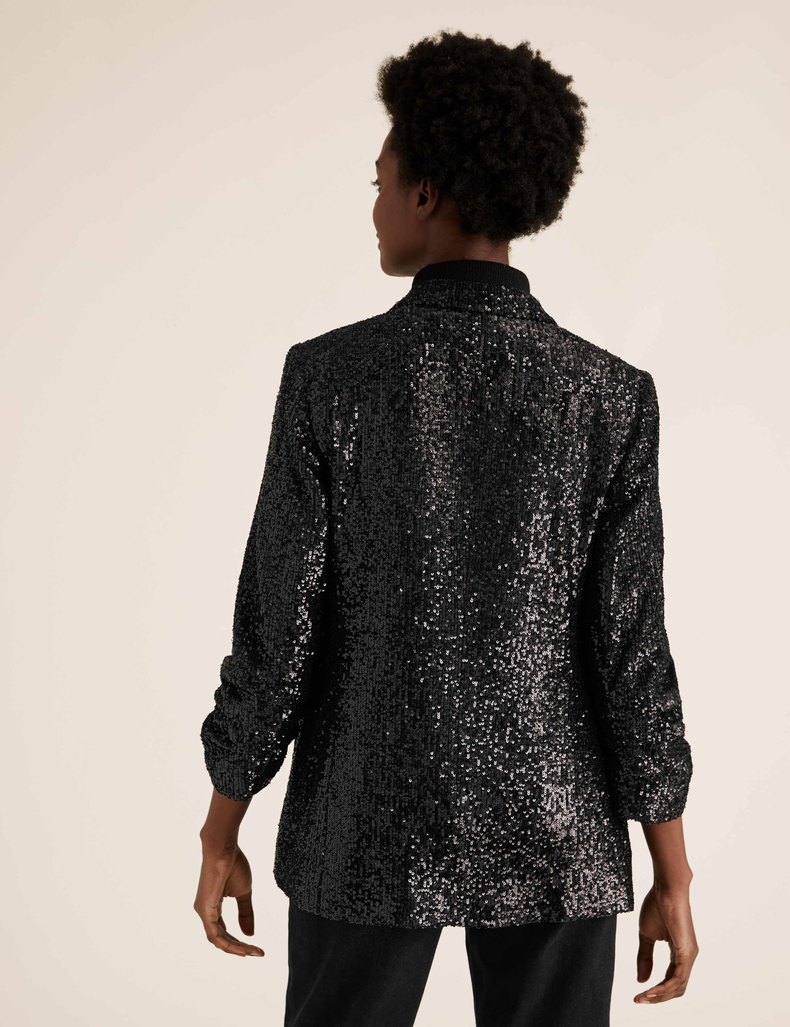 Relaxed Sequin Ruched Sleeve Blazer 5 of 5