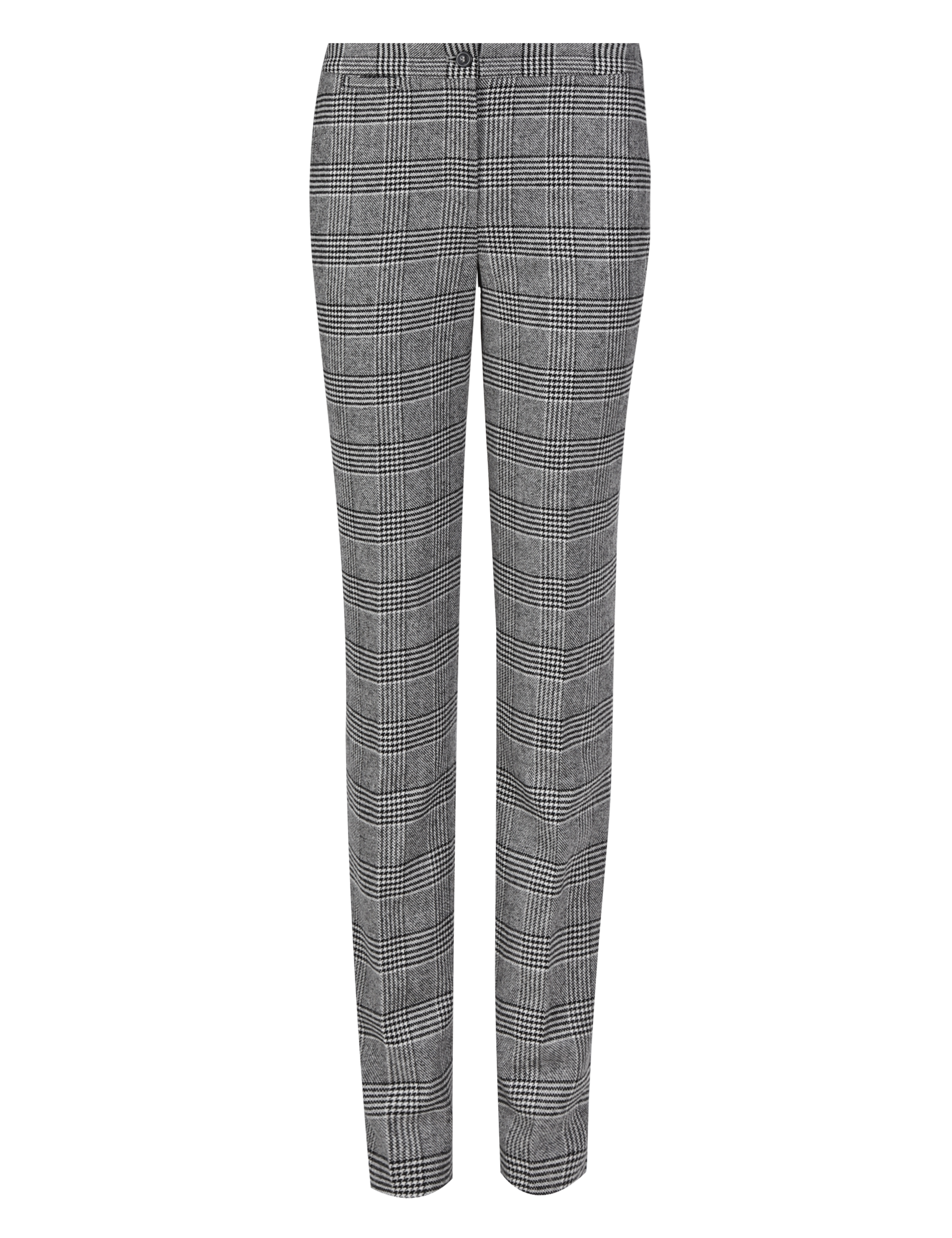 Luxury New Wool Blend Checked Modern Slim Leg Trousers with Cashmere 2 of 4