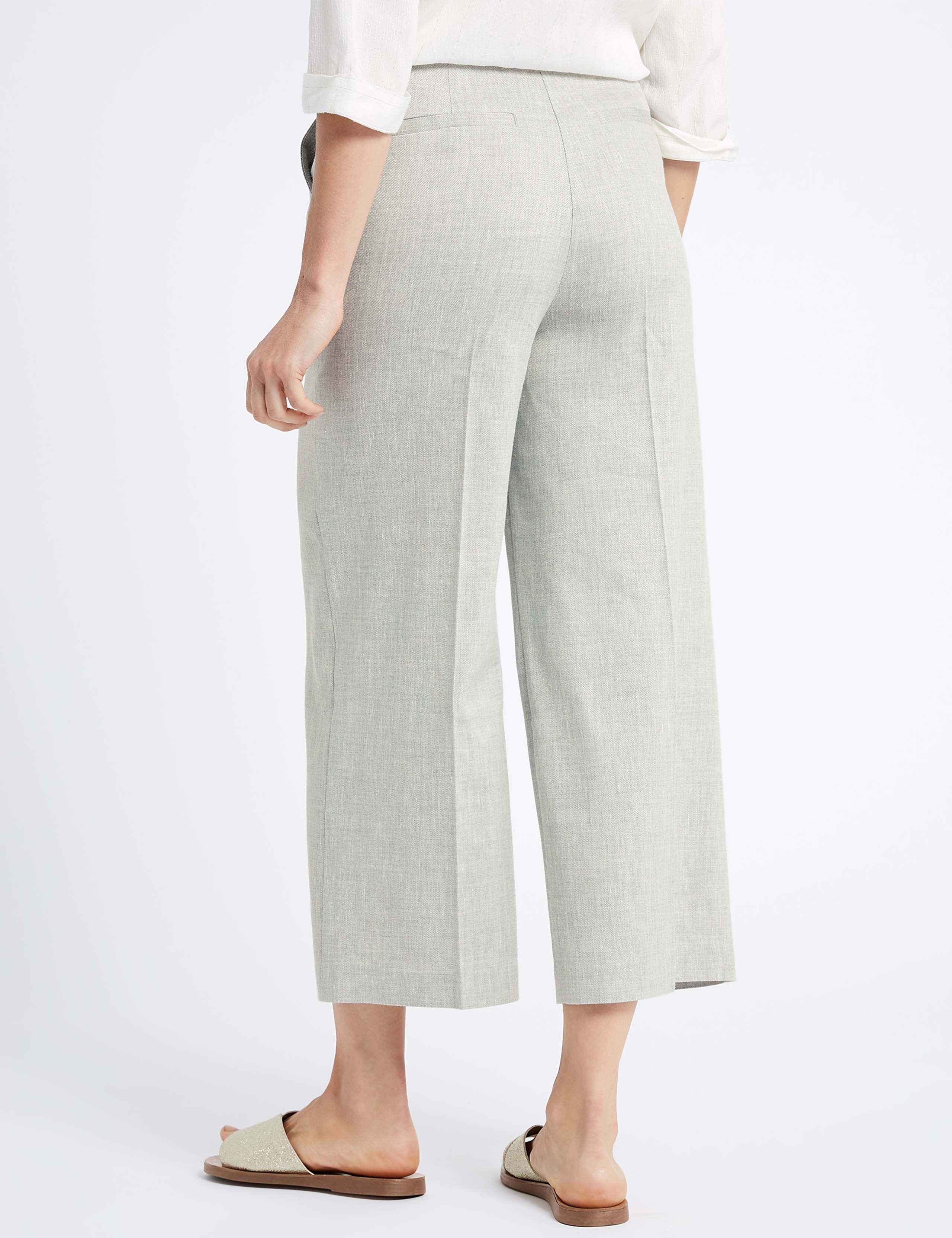 Linen Rich Wide Leg Cropped Trousers 3 of 5