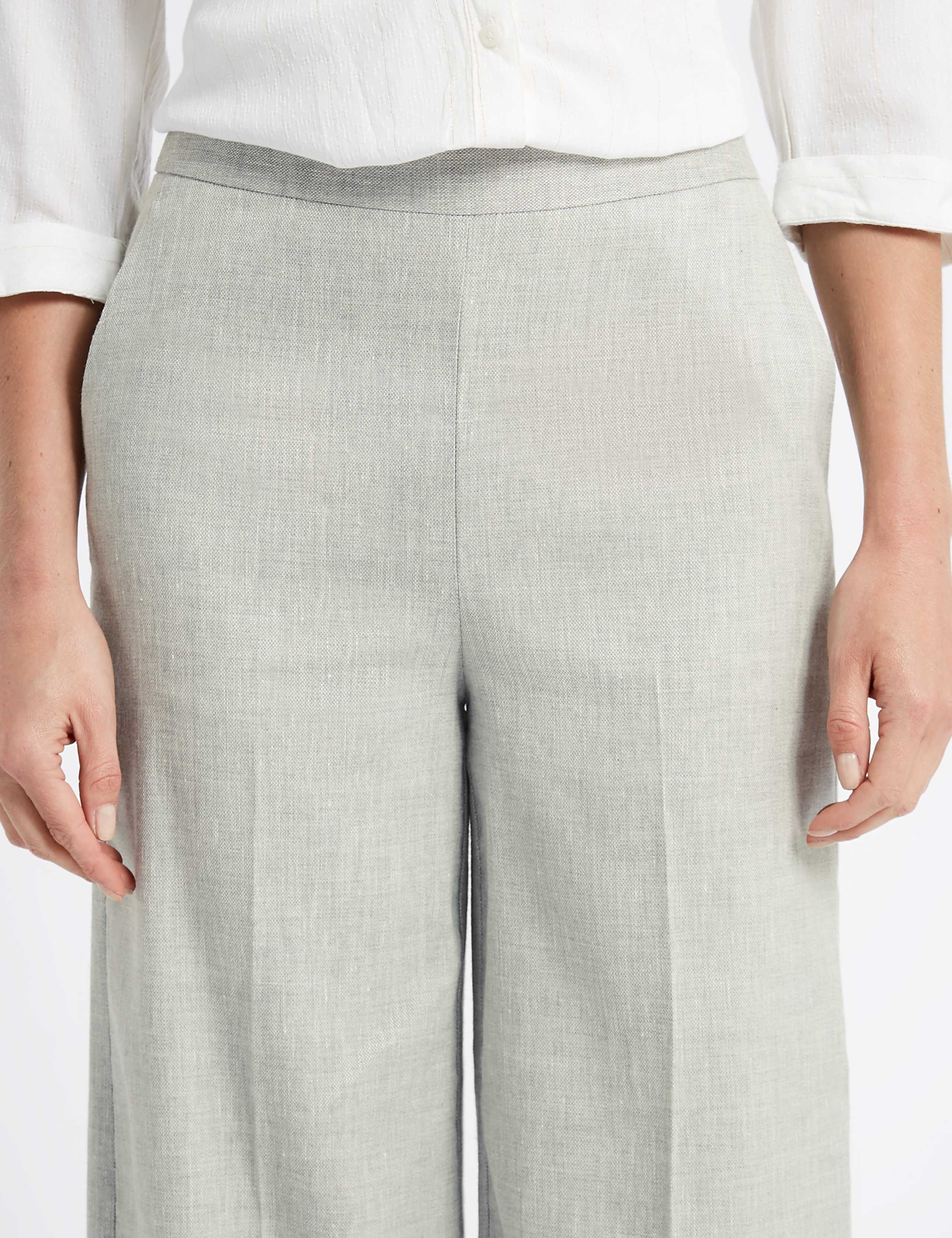 Linen Rich Wide Leg Cropped Trousers 4 of 5