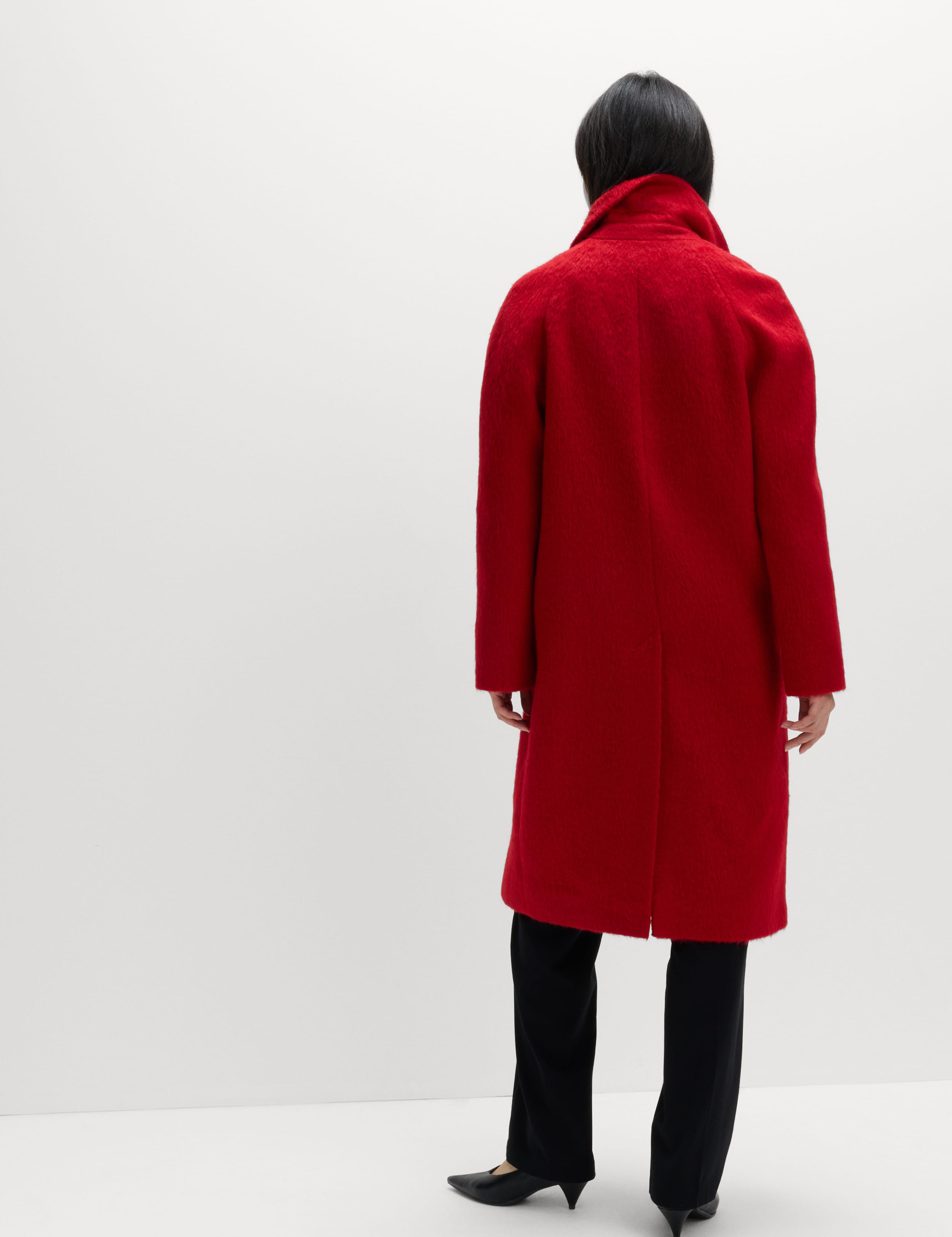 Brushed Revere Collar Single Breasted Longline Tailored Coat 6 of 7