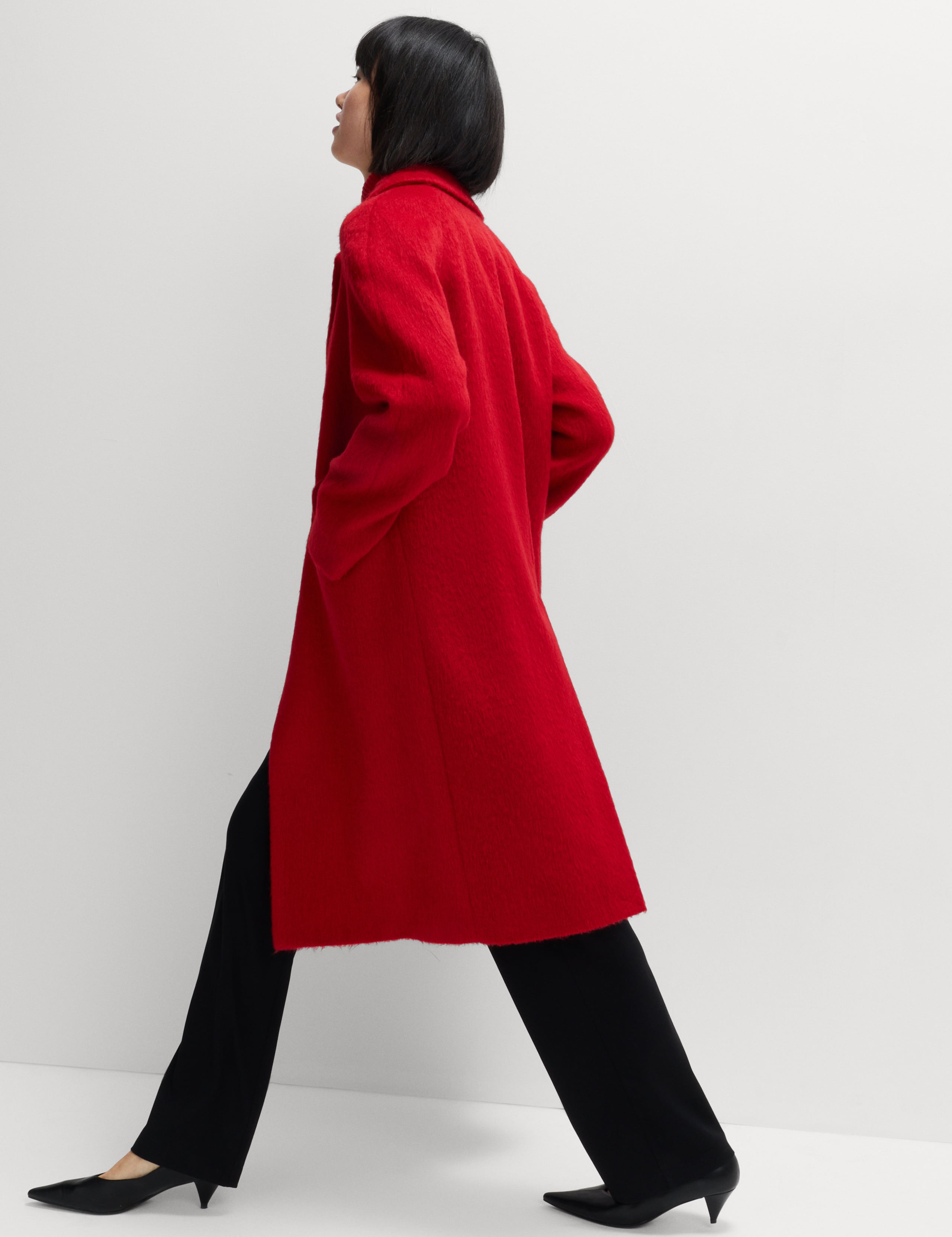 Brushed Revere Collar Single Breasted Longline Tailored Coat 7 of 7