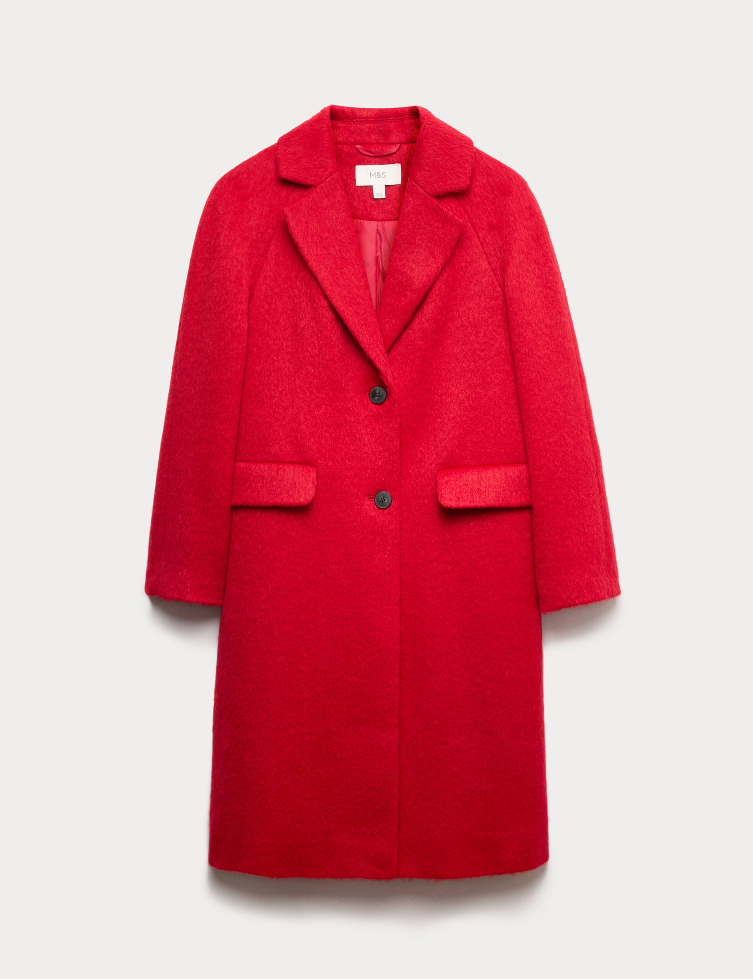 Brushed Revere Collar Single Breasted Longline Tailored Coat 2 of 2