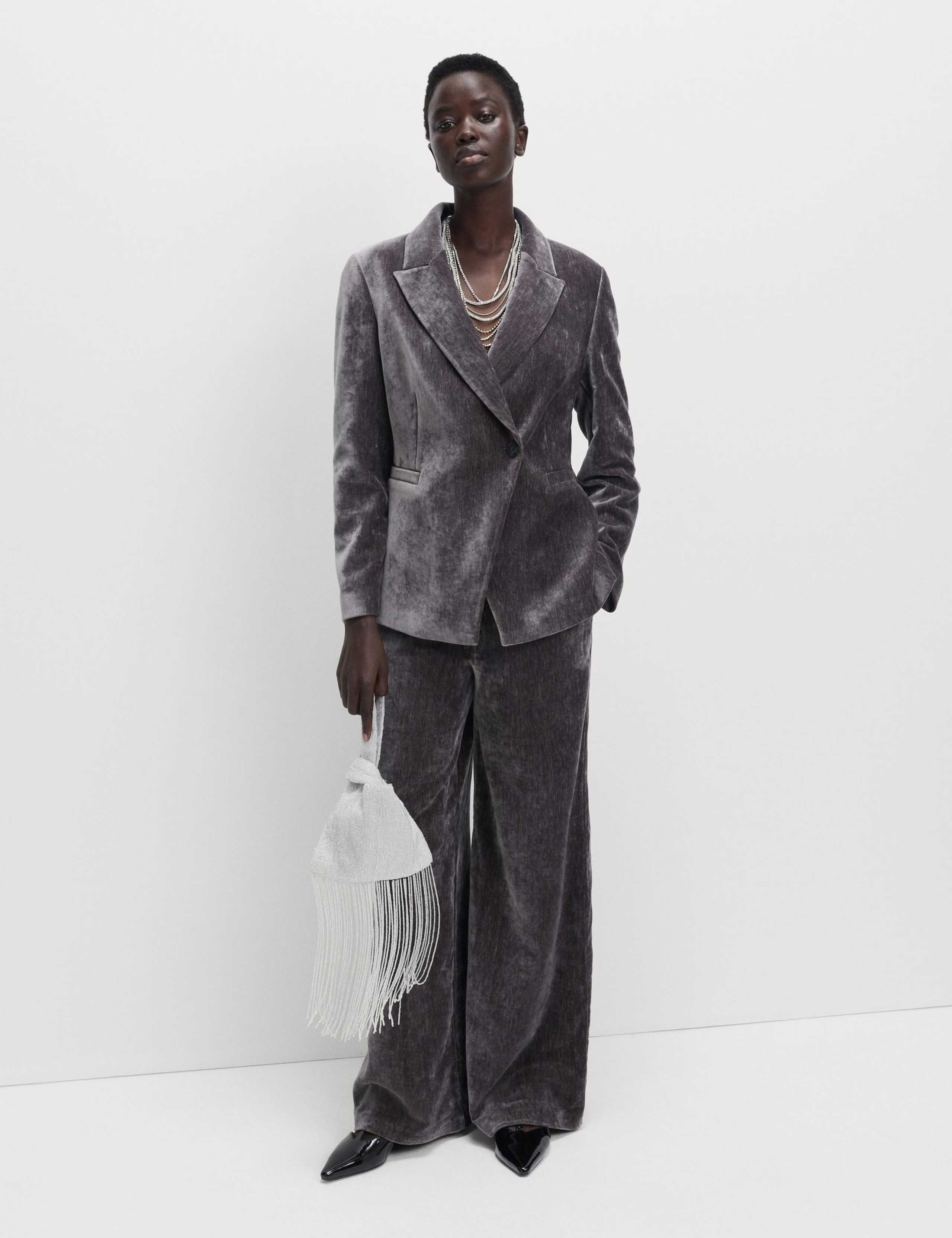 Velvet Mottled Single Breasted Blazer 3 of 5