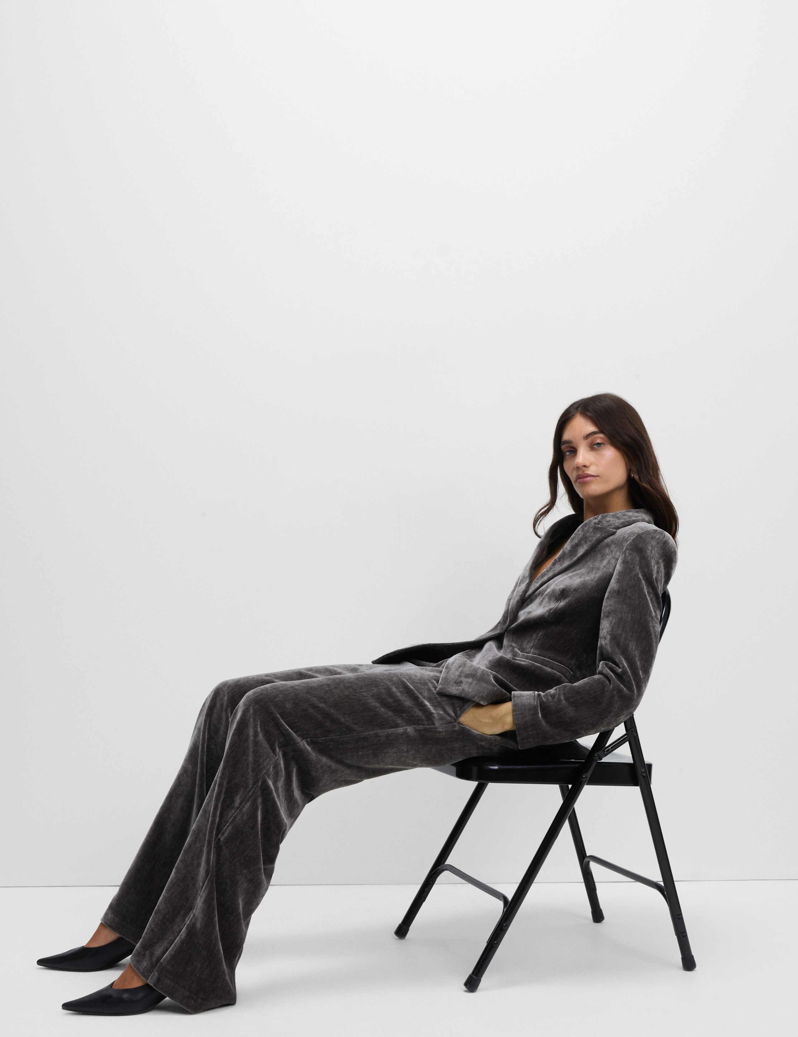 Mottled Velvet Straight Leg Trousers 4 of 6