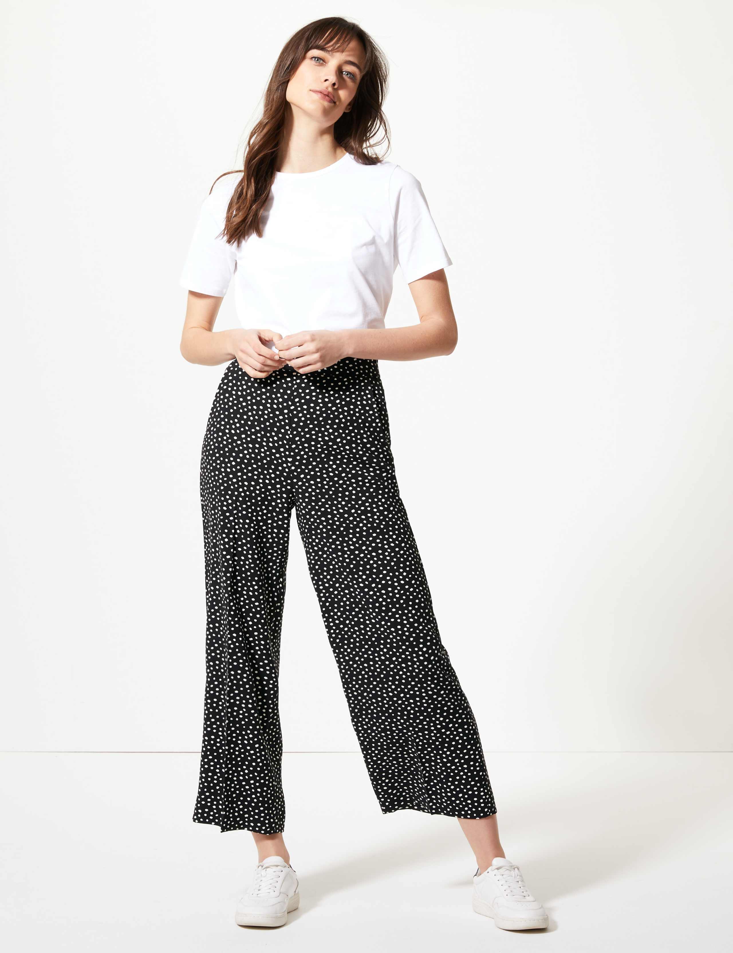 Polka Dot Wide 7/8th Leg Trousers 1 of 5