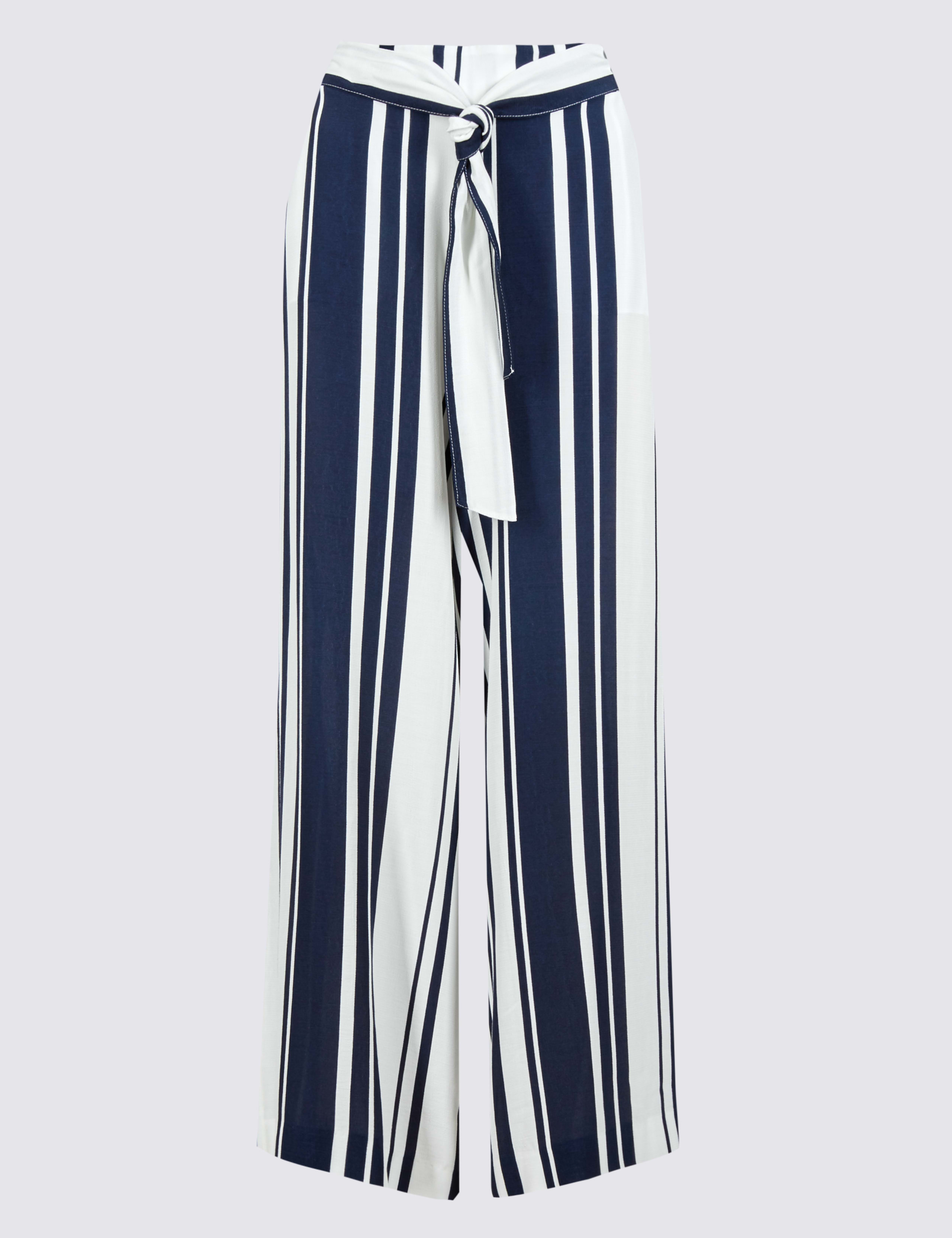 Striped Belted Palazzo Trousers 2 of 3
