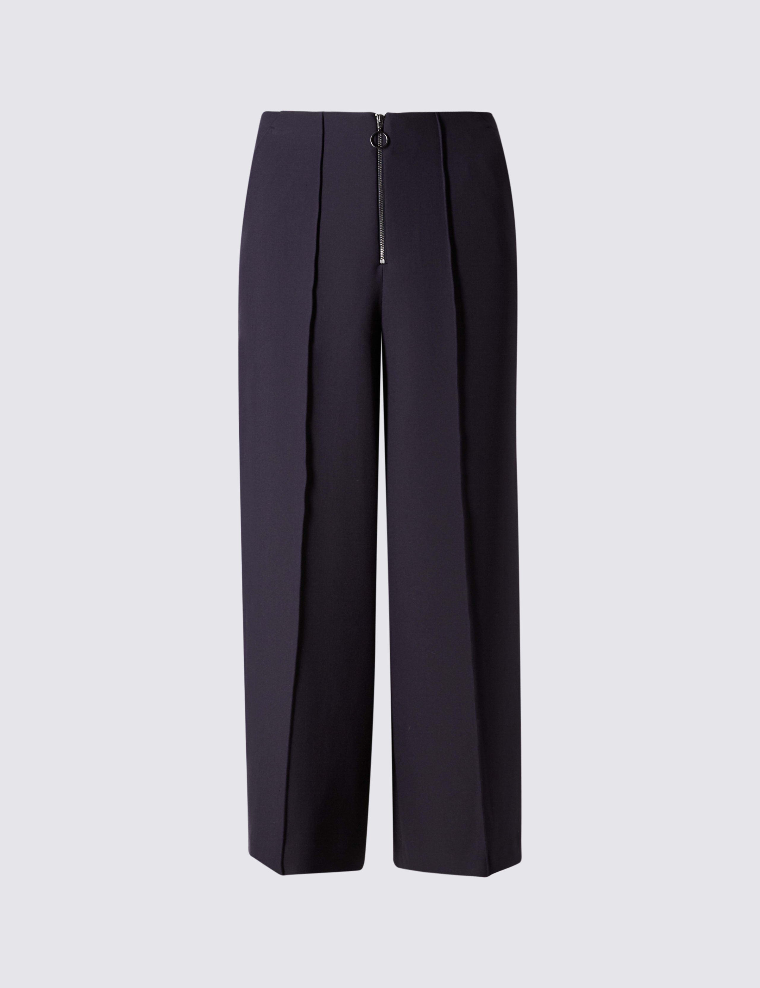 Front Zip Wide Leg Cropped Trousers 2 of 3