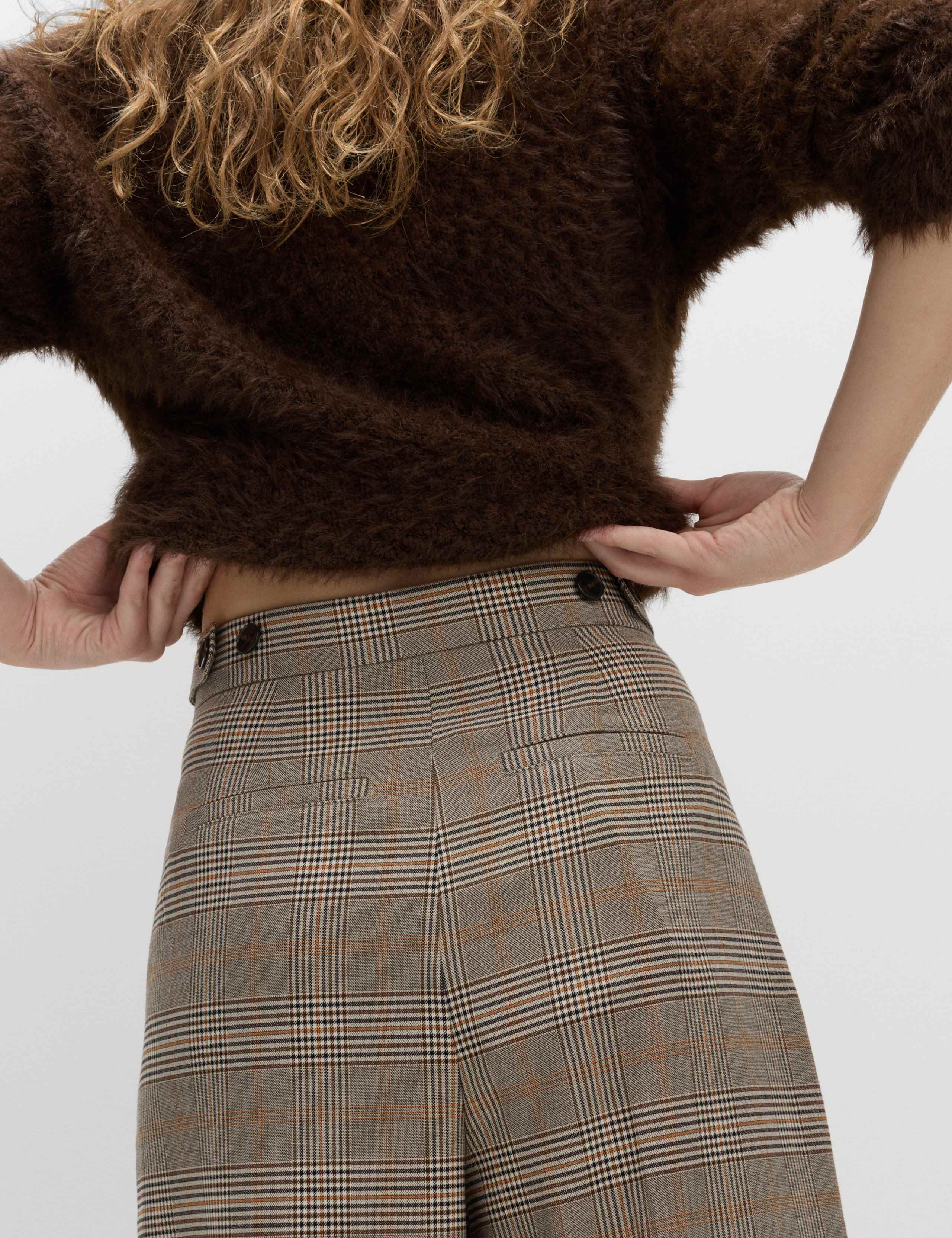 Checked Side Tab Back Pleated Trousers 5 of 7