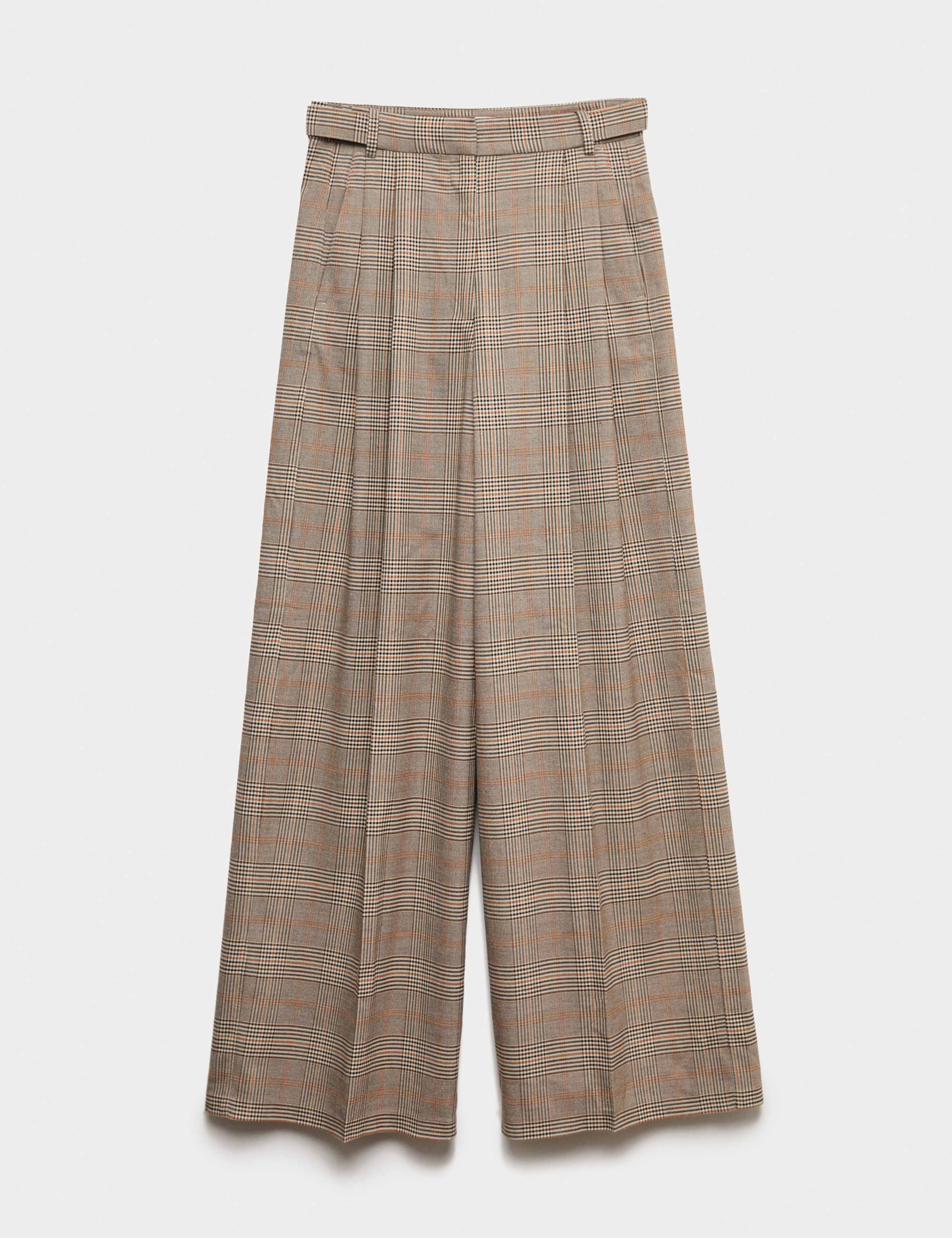 Checked Side Tab Back Pleated Trousers 2 of 7