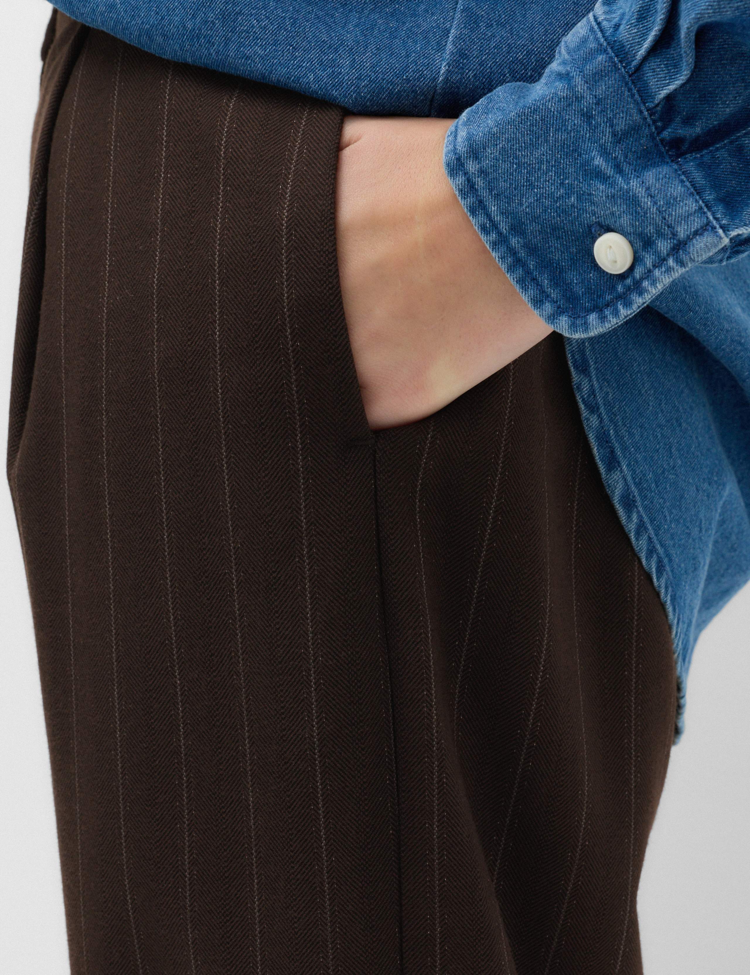 Pinstripe Pleat Front Wide Leg Trousers 5 of 7