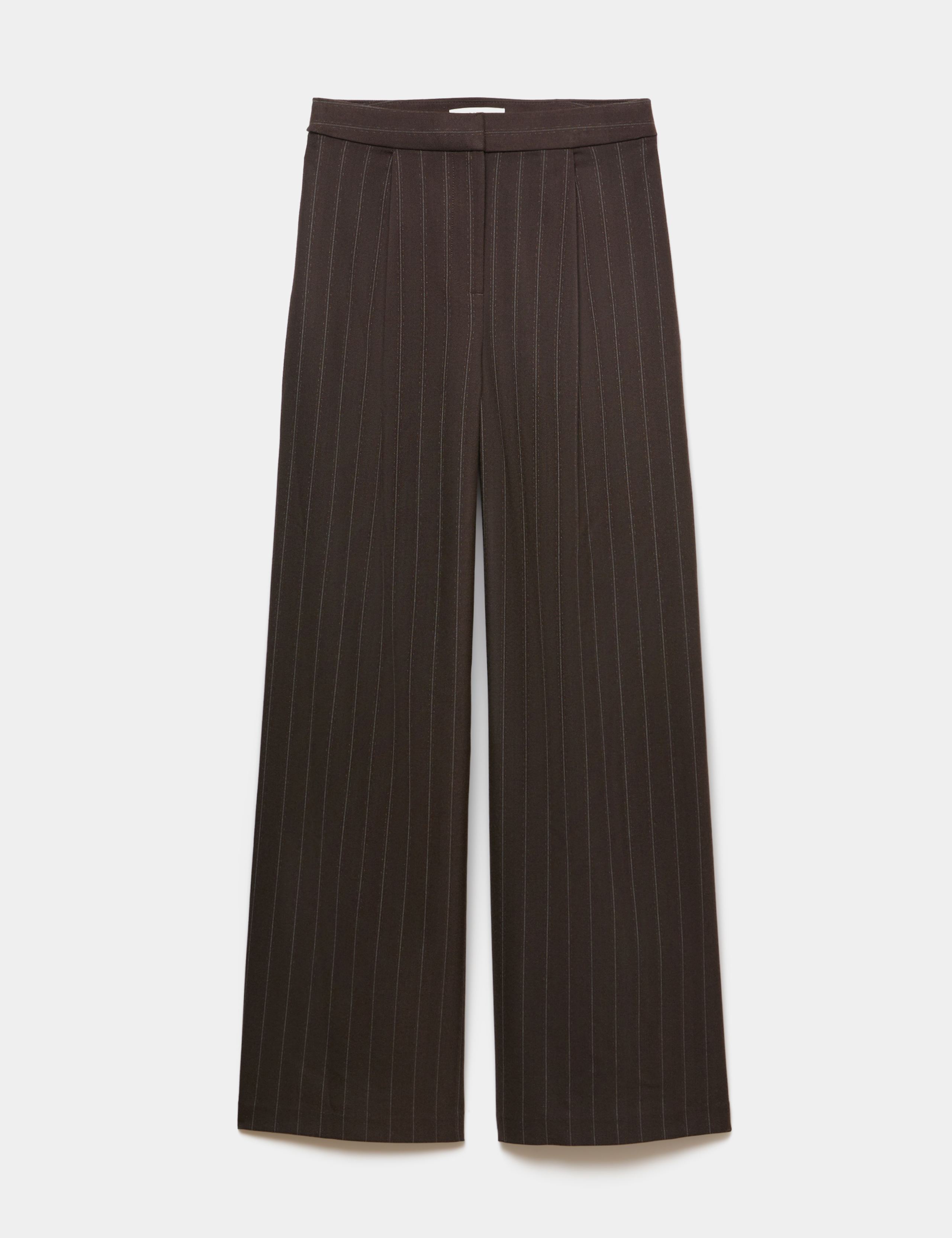 Pinstripe Pleat Front Wide Leg Trousers 2 of 7