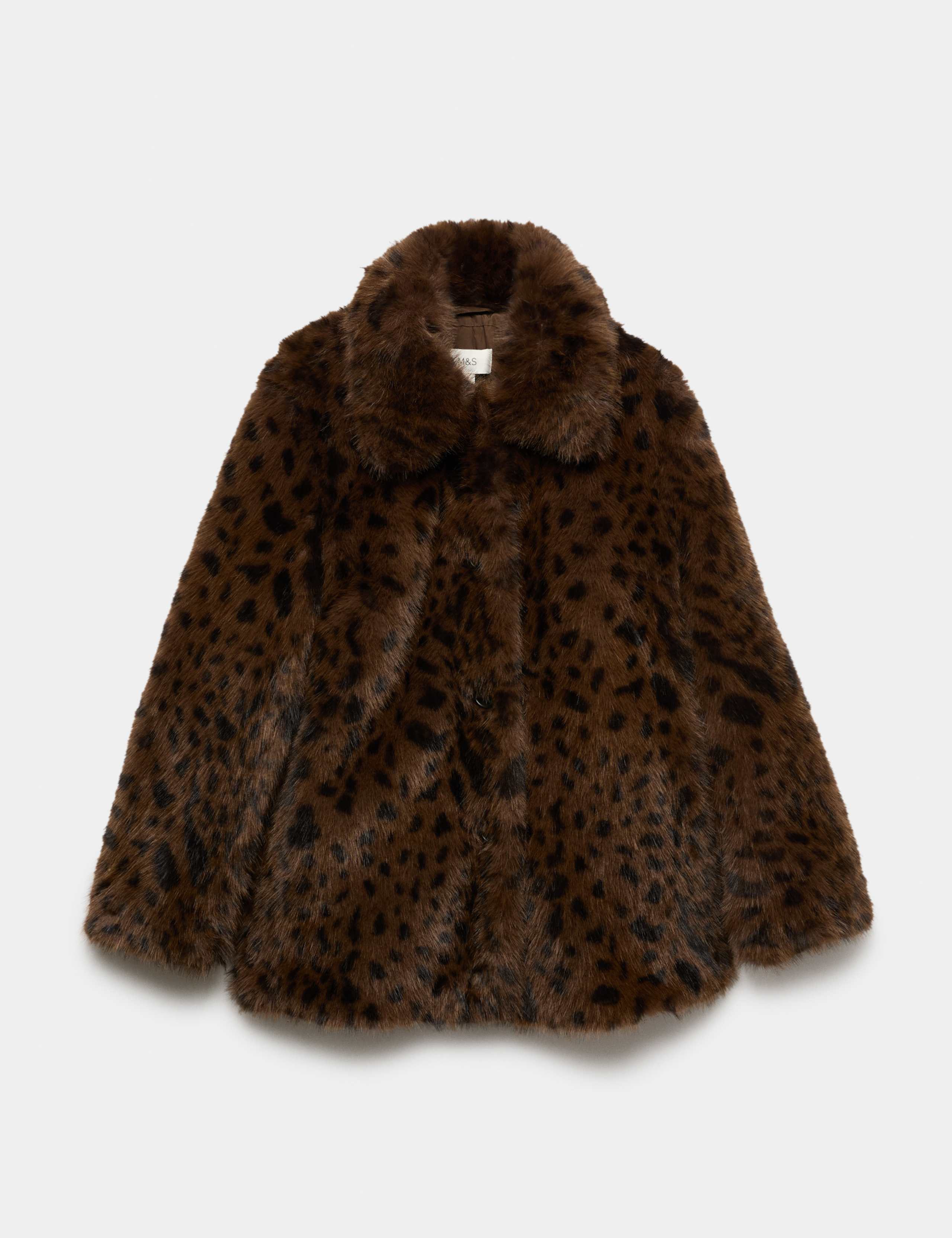 Faux Fur Leopard Print Collared Short Jacket 2 of 6