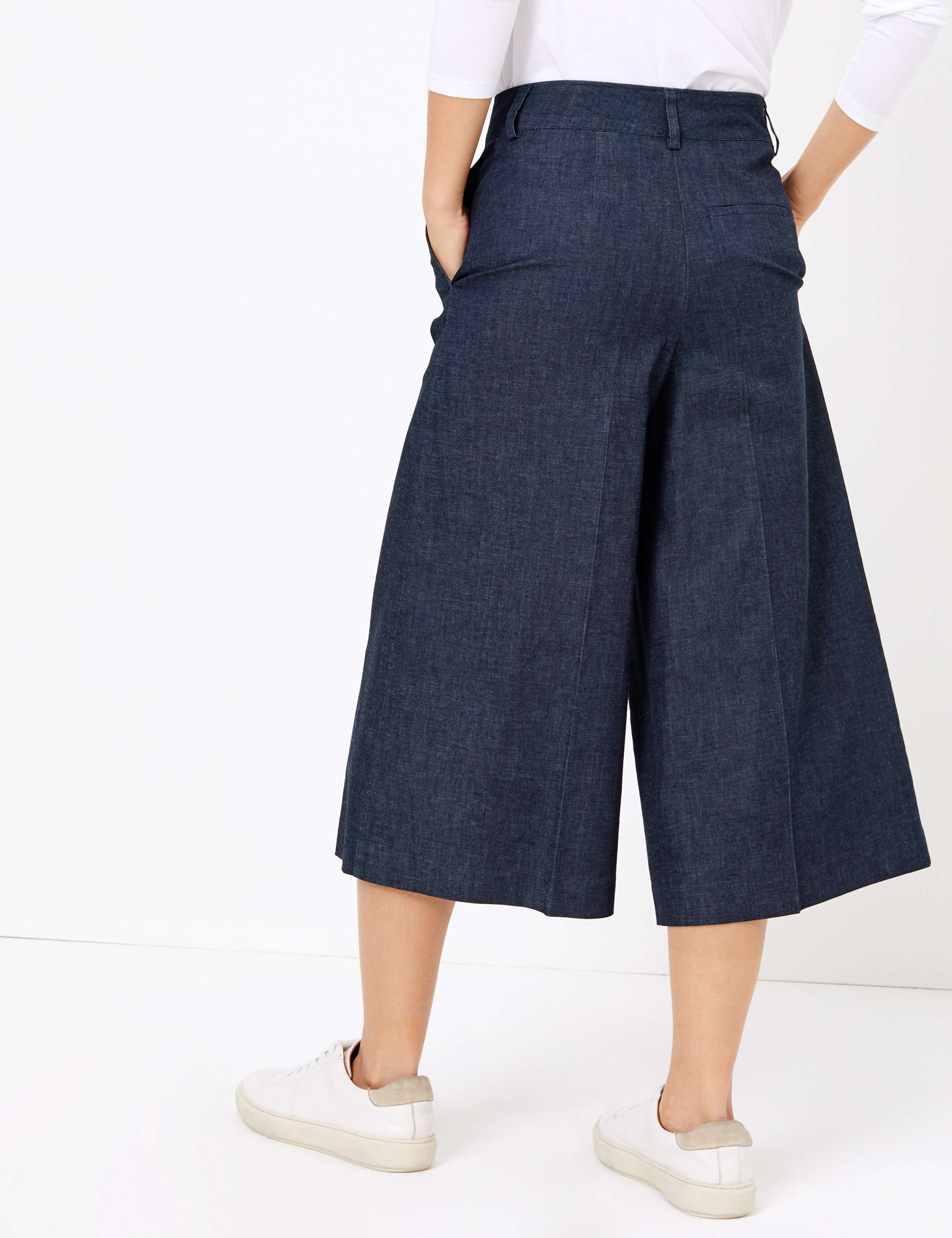 Denim Wide Leg Culottes 3 of 5