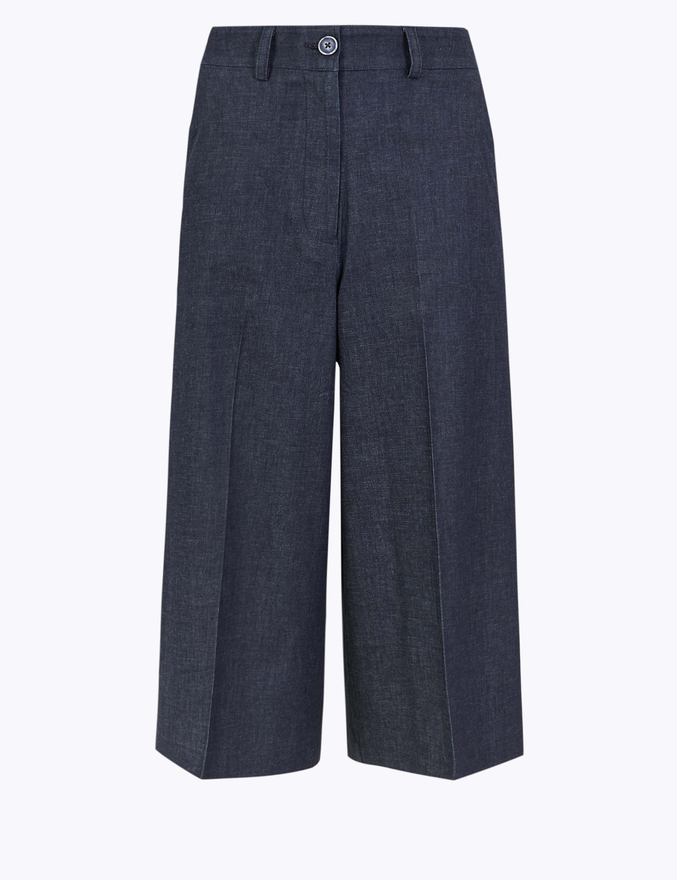 Denim Wide Leg Culottes 2 of 5