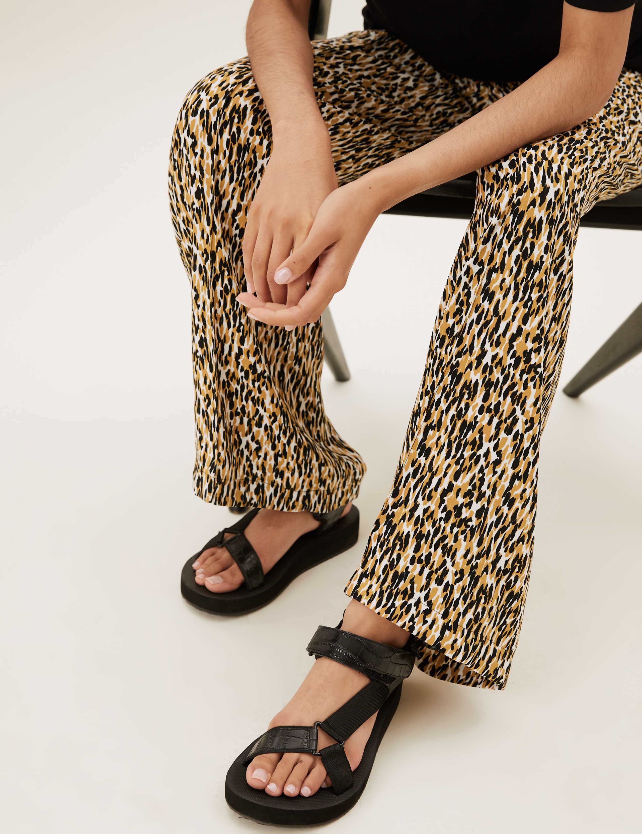 Animal Print Drawstring Wide Leg Trousers 4 of 6