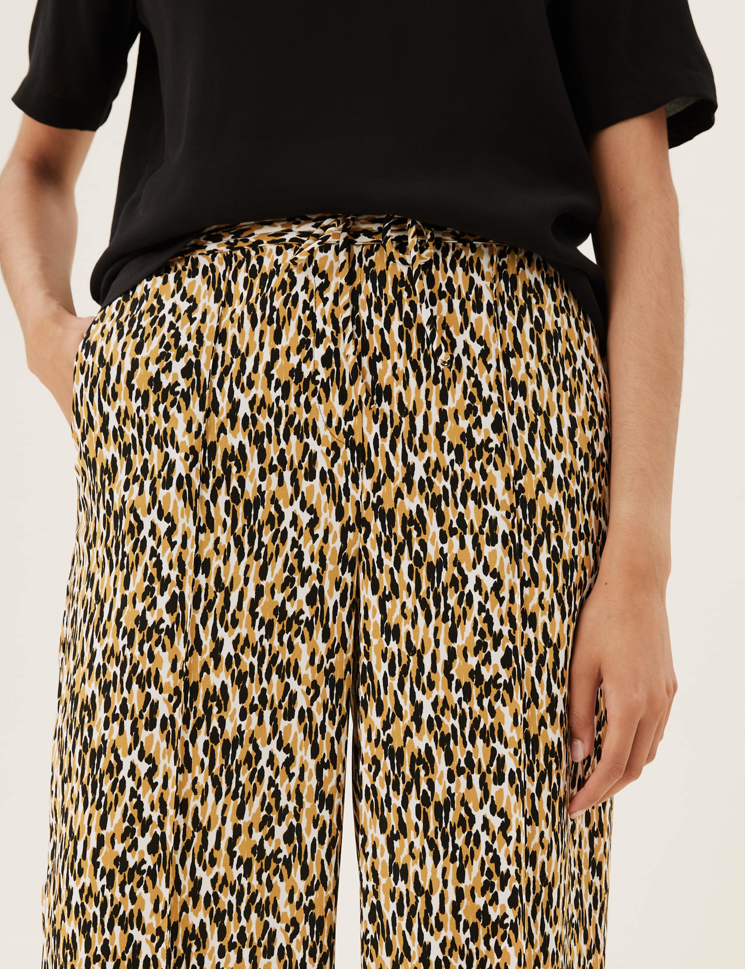 Animal Print Drawstring Wide Leg Trousers 5 of 6