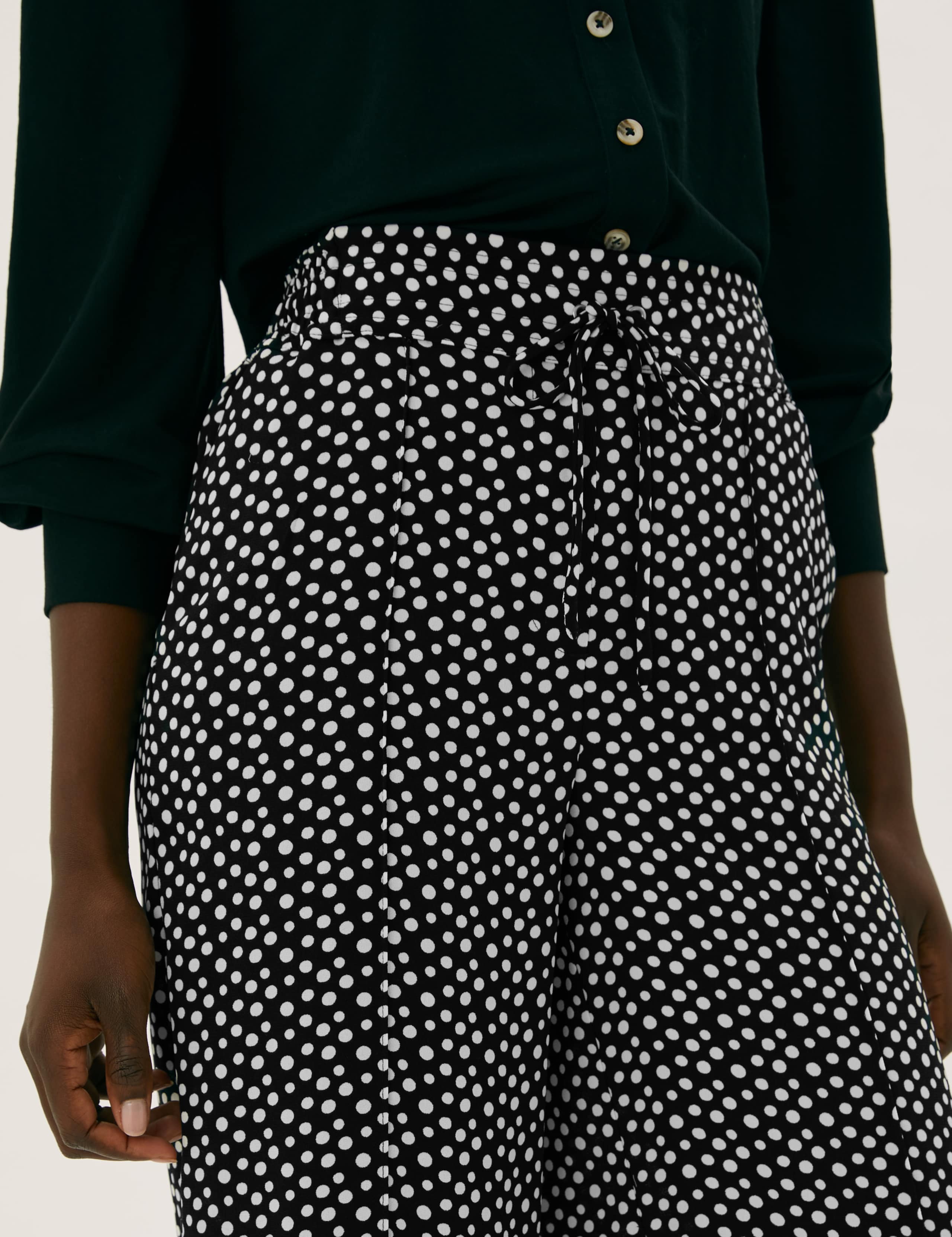 Polka Dot Drawstring Wide Leg Trousers 3 of 5