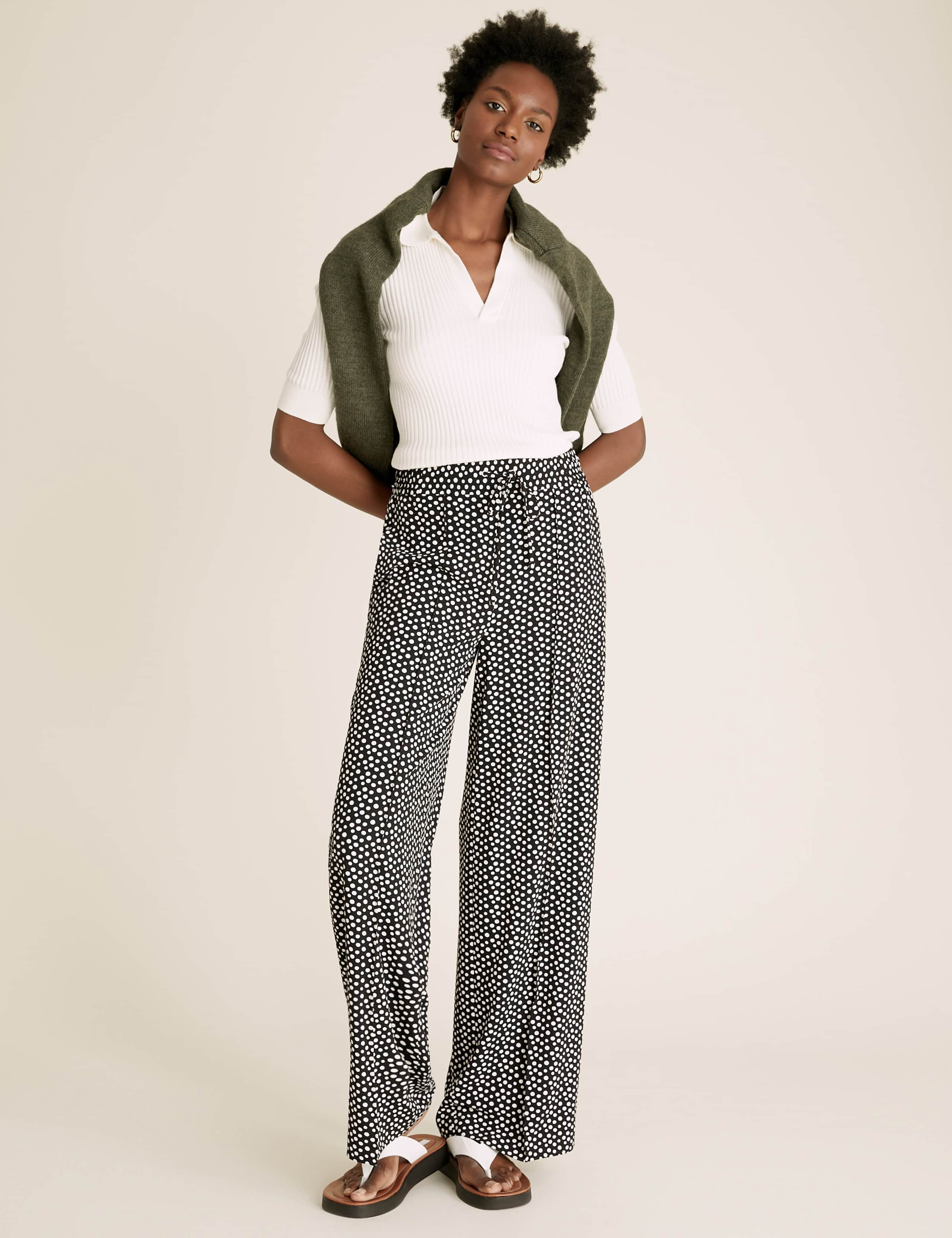 Polka Dot Wide Leg Trousers 1 of 6
