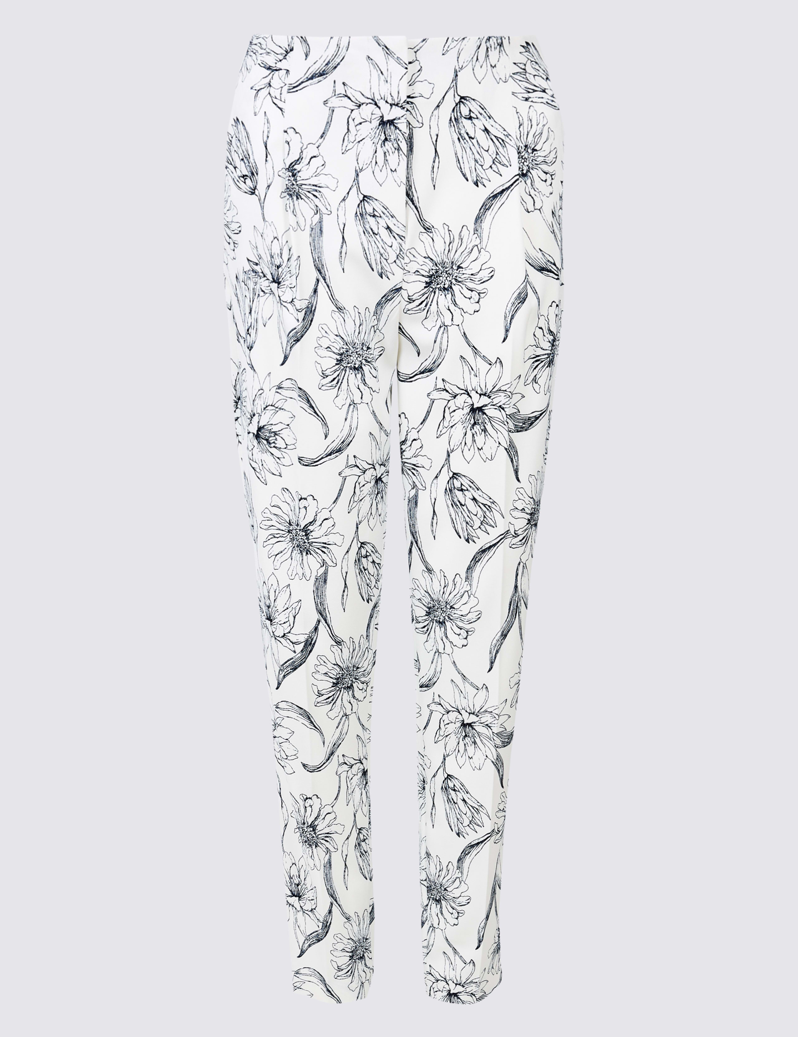 Floral Print Crepe Tapered Leg Trousers 2 of 6