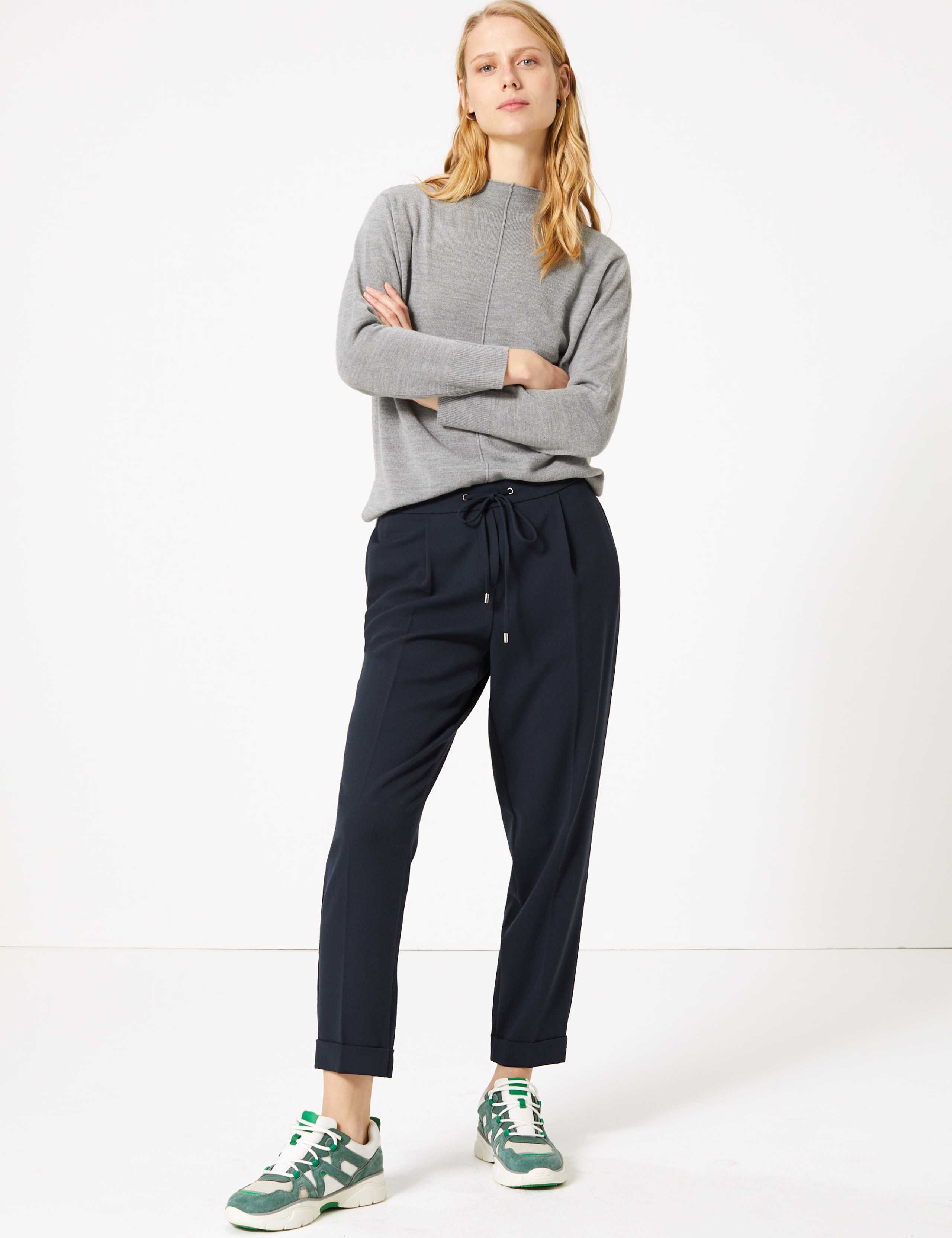 Drawstring Tapered Ankle Grazer Trousers 1 of 6