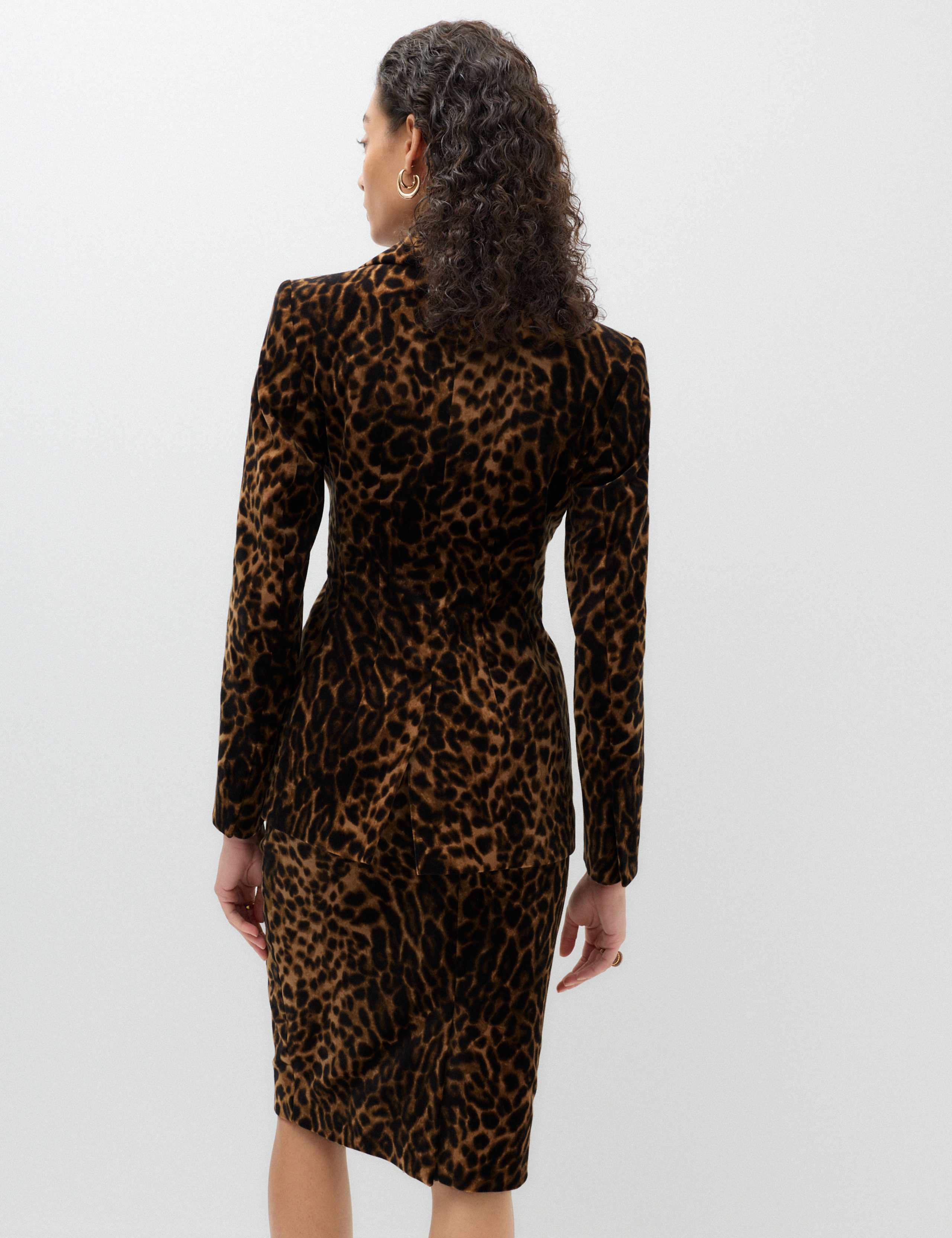 Velvet Leopard Print Cinched Waist Blazer 4 of 7