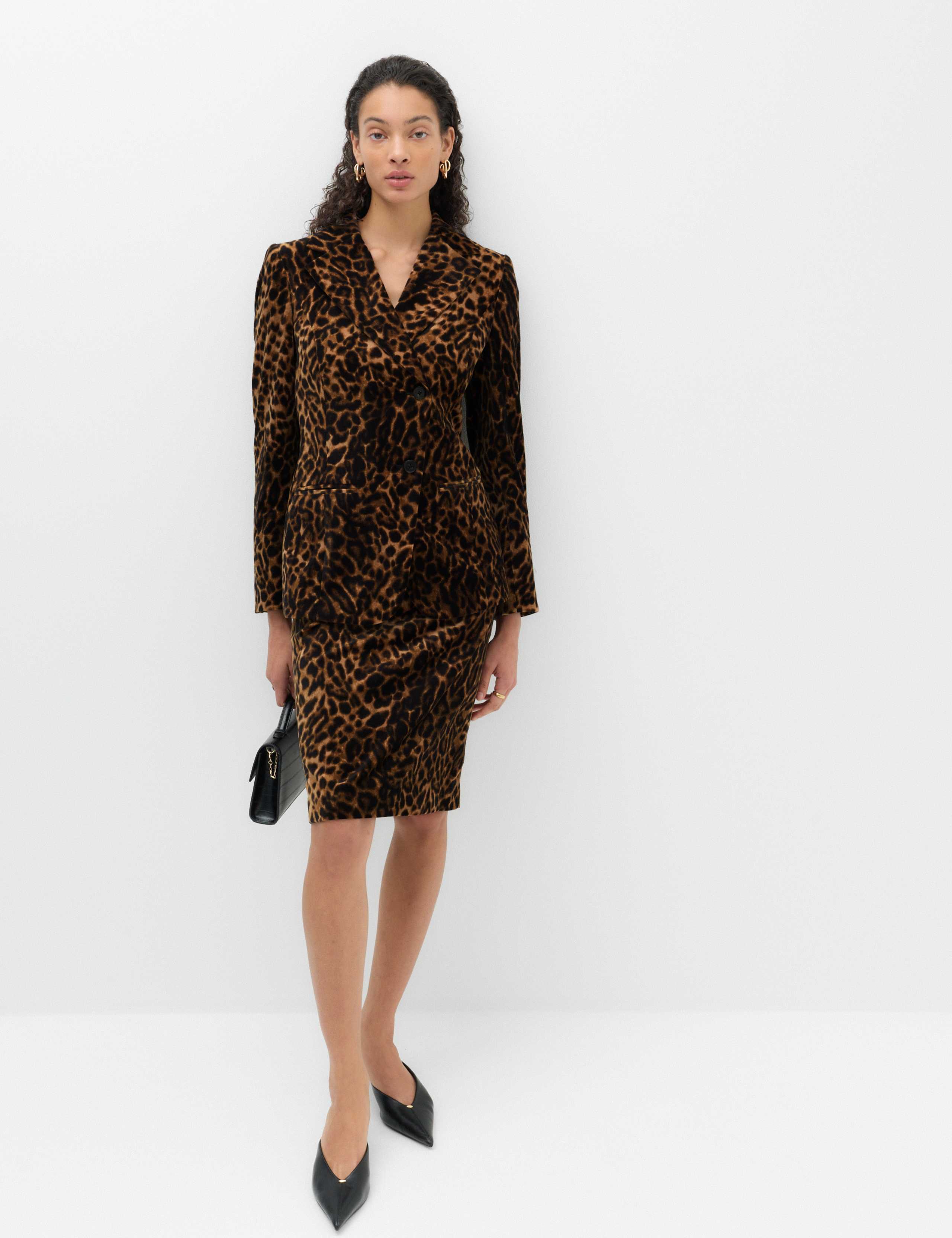 Velvet Leopard Print Cinched Waist Blazer 6 of 7