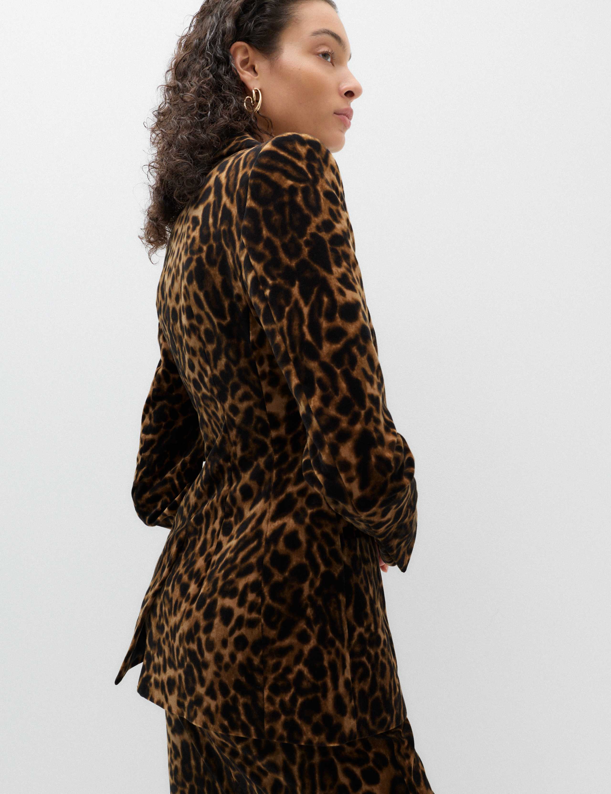 Velvet Leopard Print Cinched Waist Blazer 7 of 7