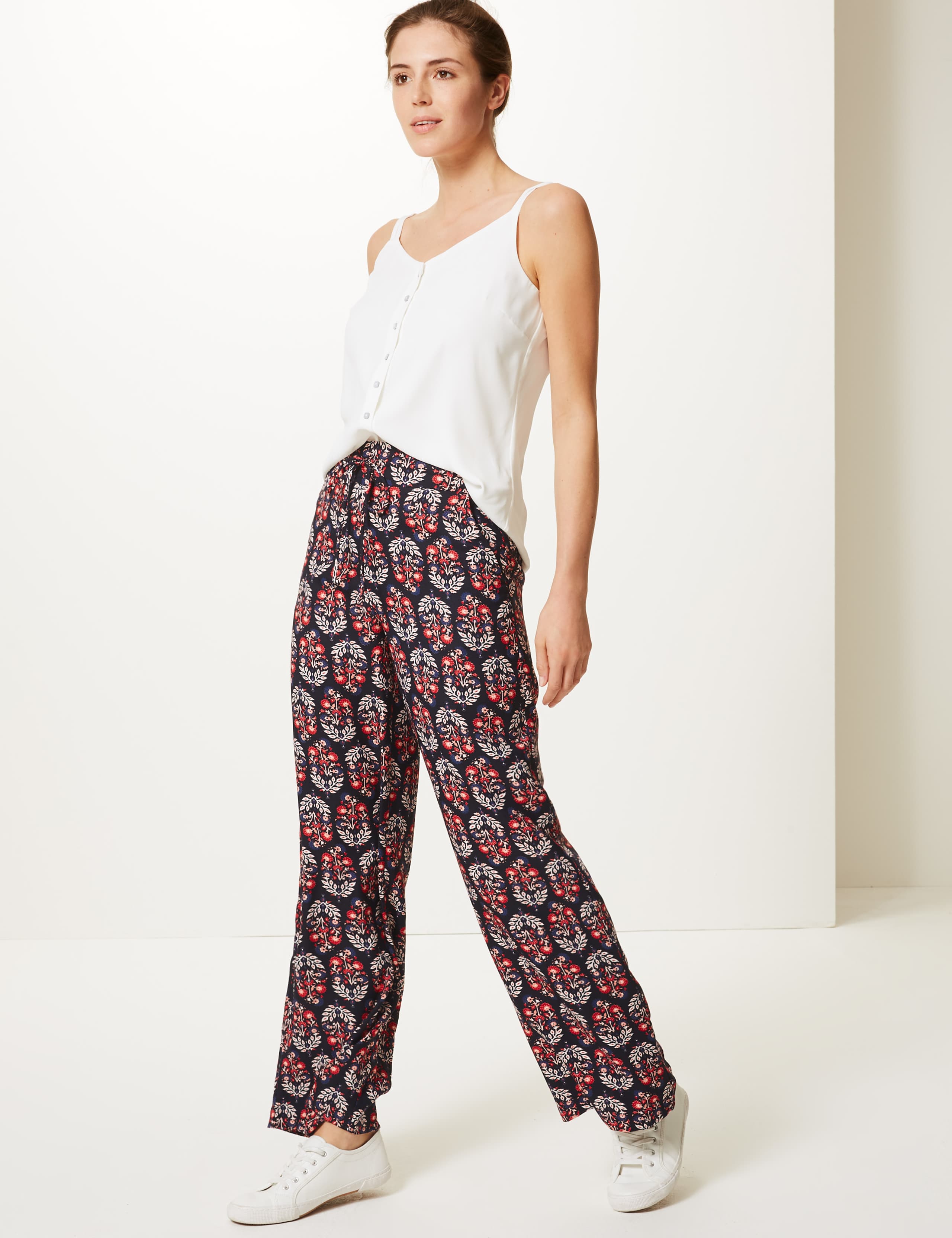 Floral Print Wide Leg High Waist Trousers 1 of 4