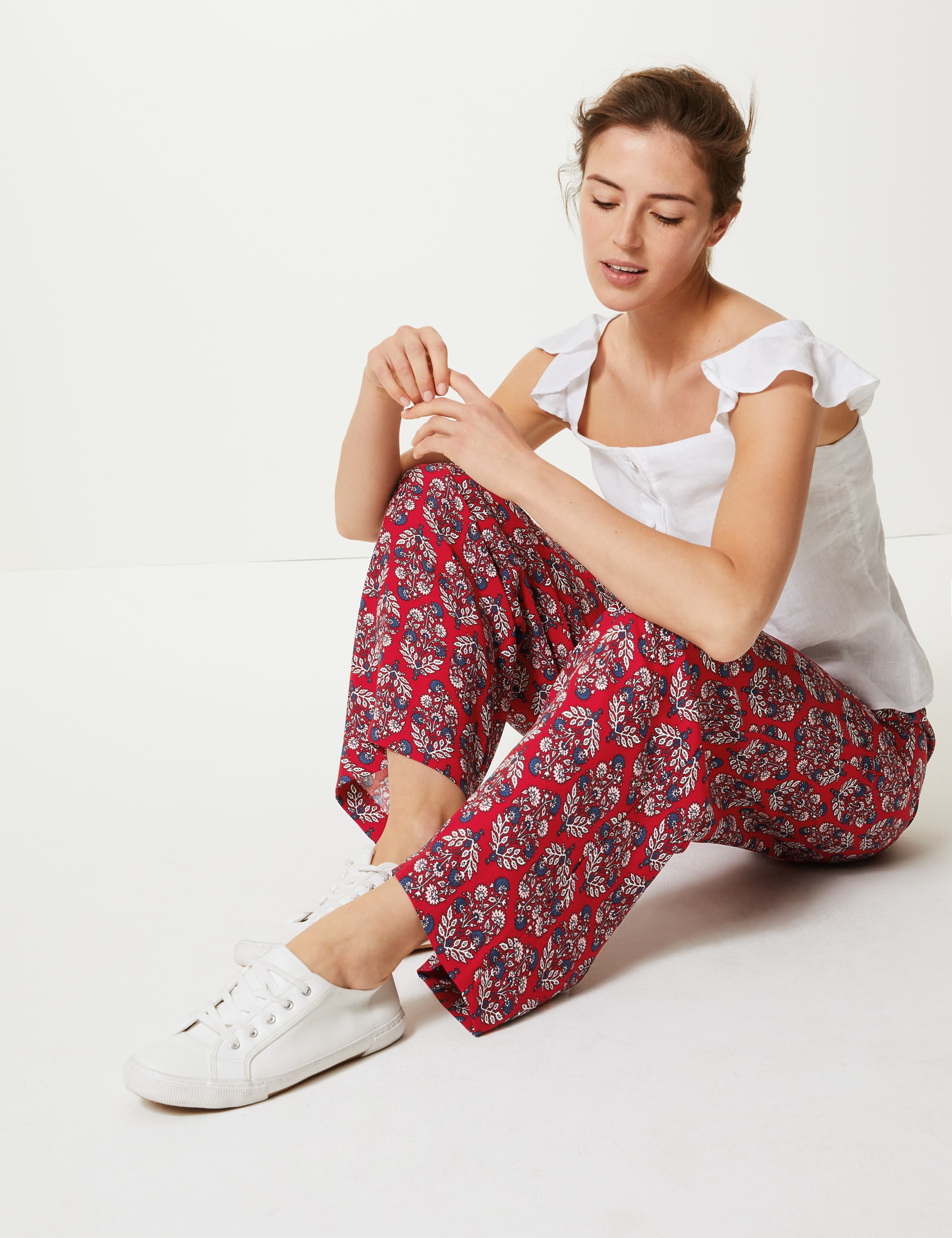 Floral Print Wide Leg High Waist Trousers 1 of 5