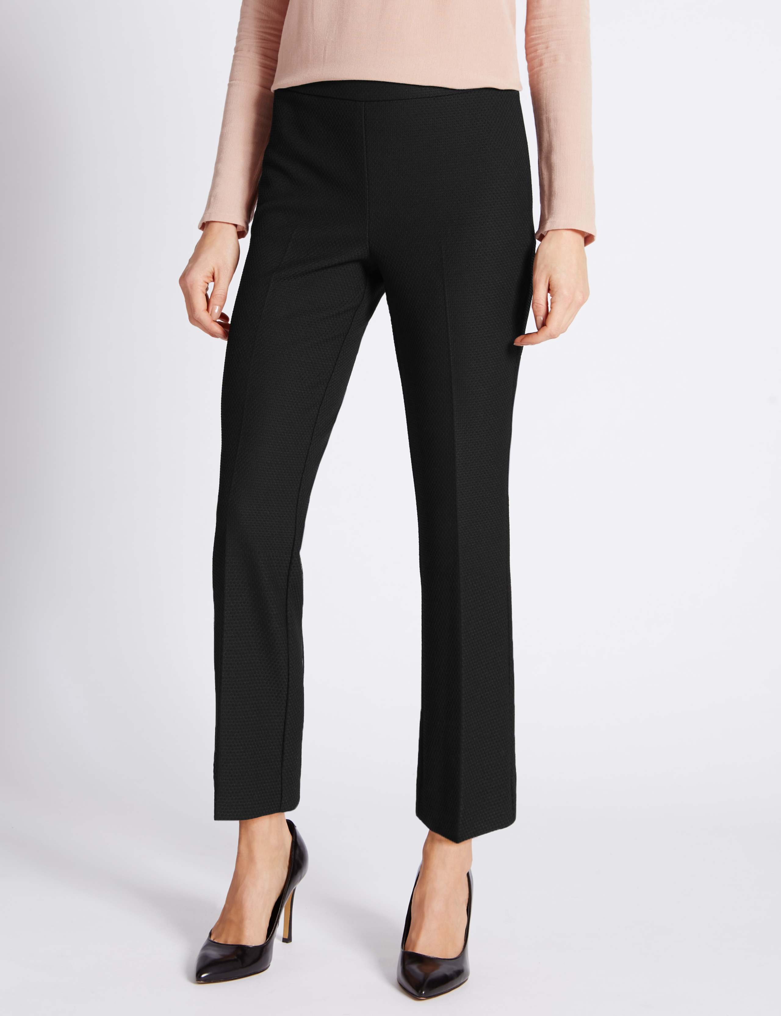 Textured Slim Boot-Cut Cropped Trousers 1 of 3