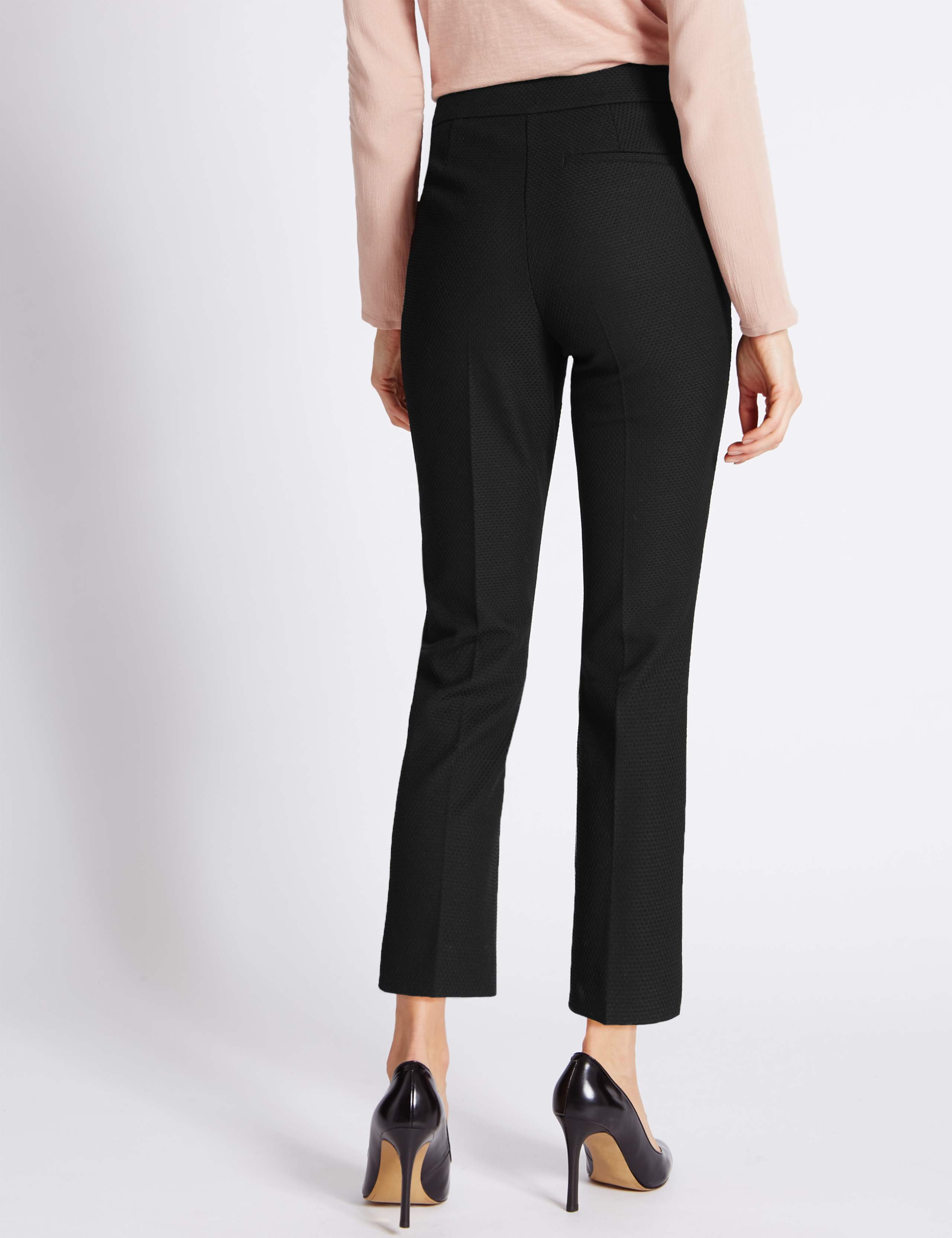 Textured Slim Boot-Cut Cropped Trousers 3 of 3