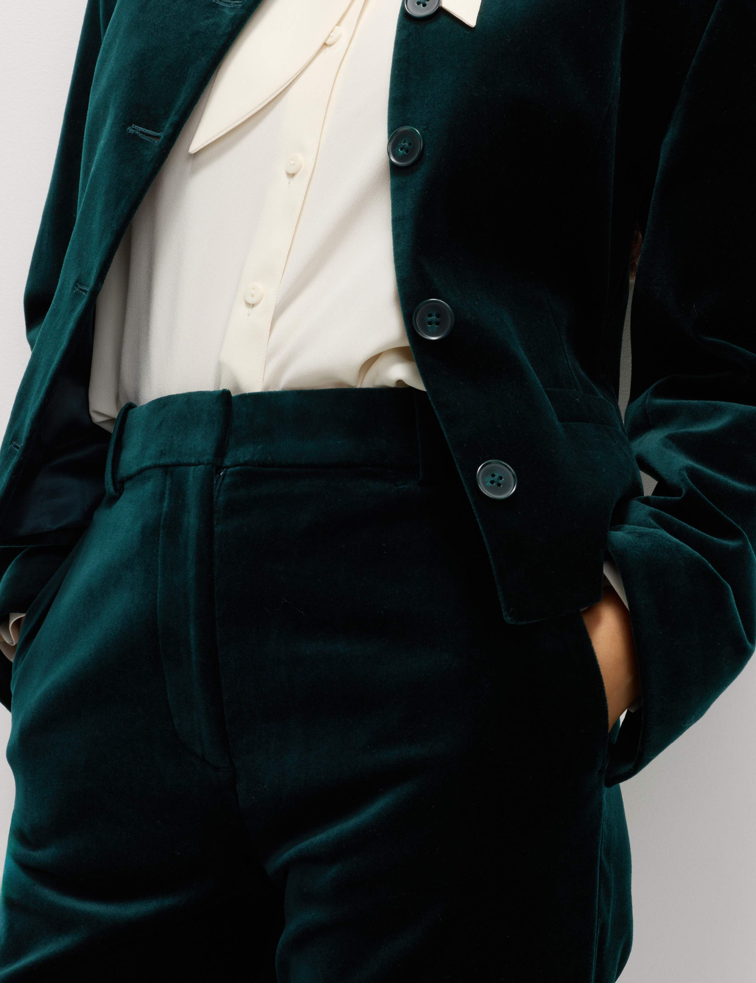 Cotton Rich Velvet Straight Leg Trousers 4 of 6