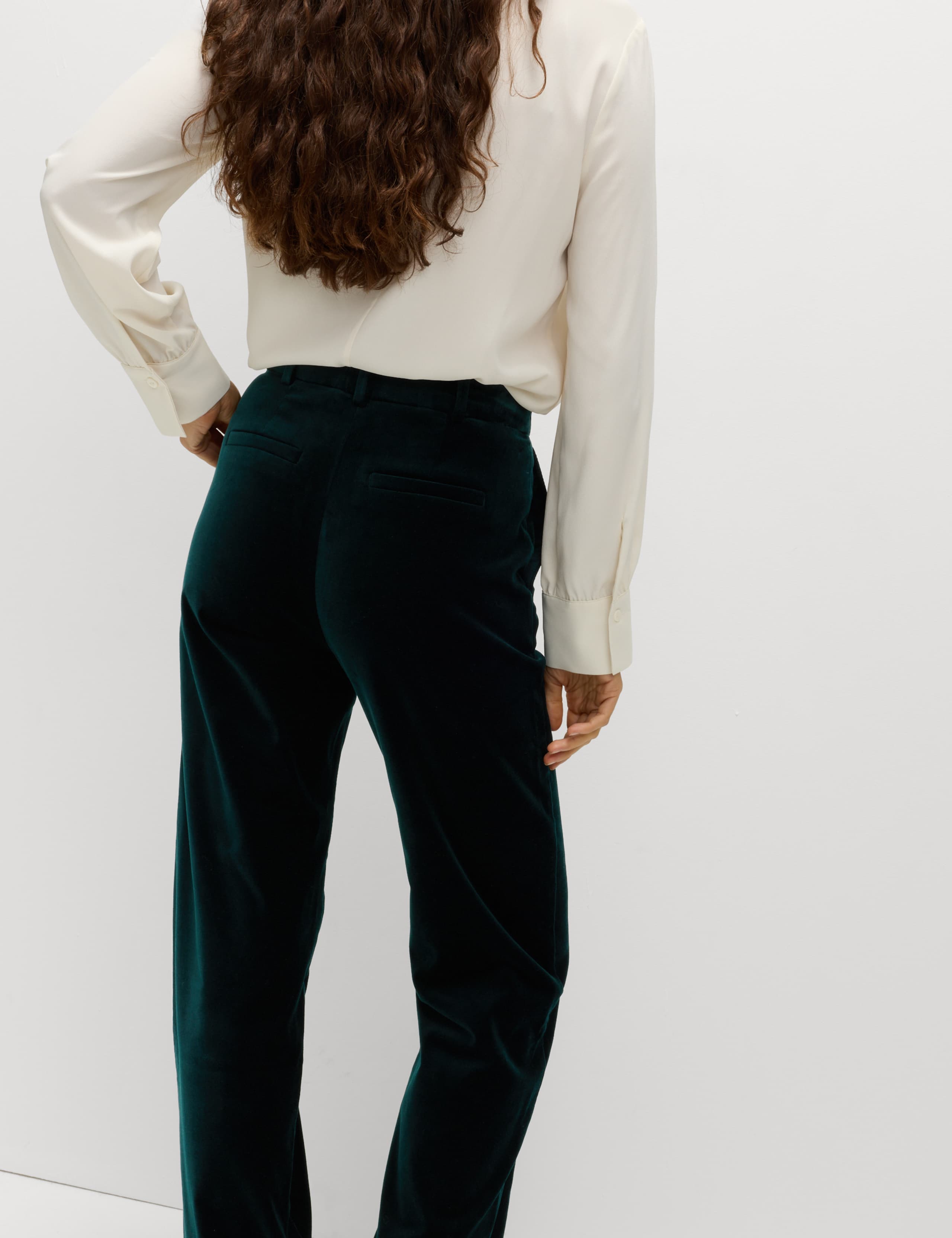 Cotton Rich Velvet Straight Leg Trousers 5 of 6