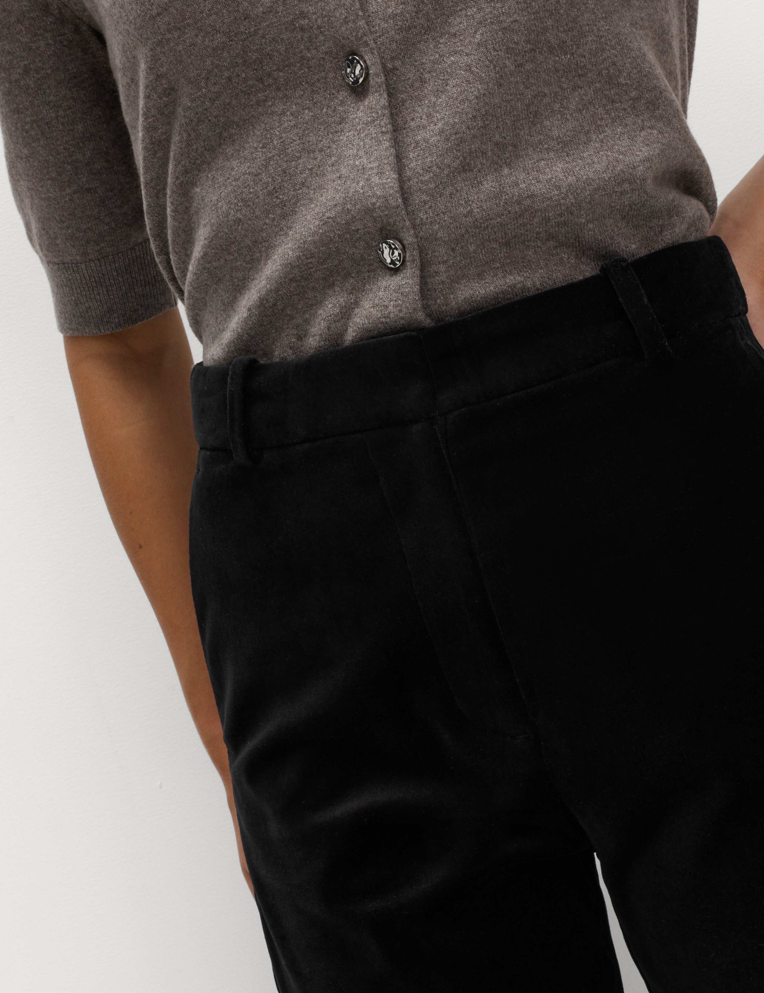 Cotton Rich Velvet Straight Leg Trousers 6 of 7