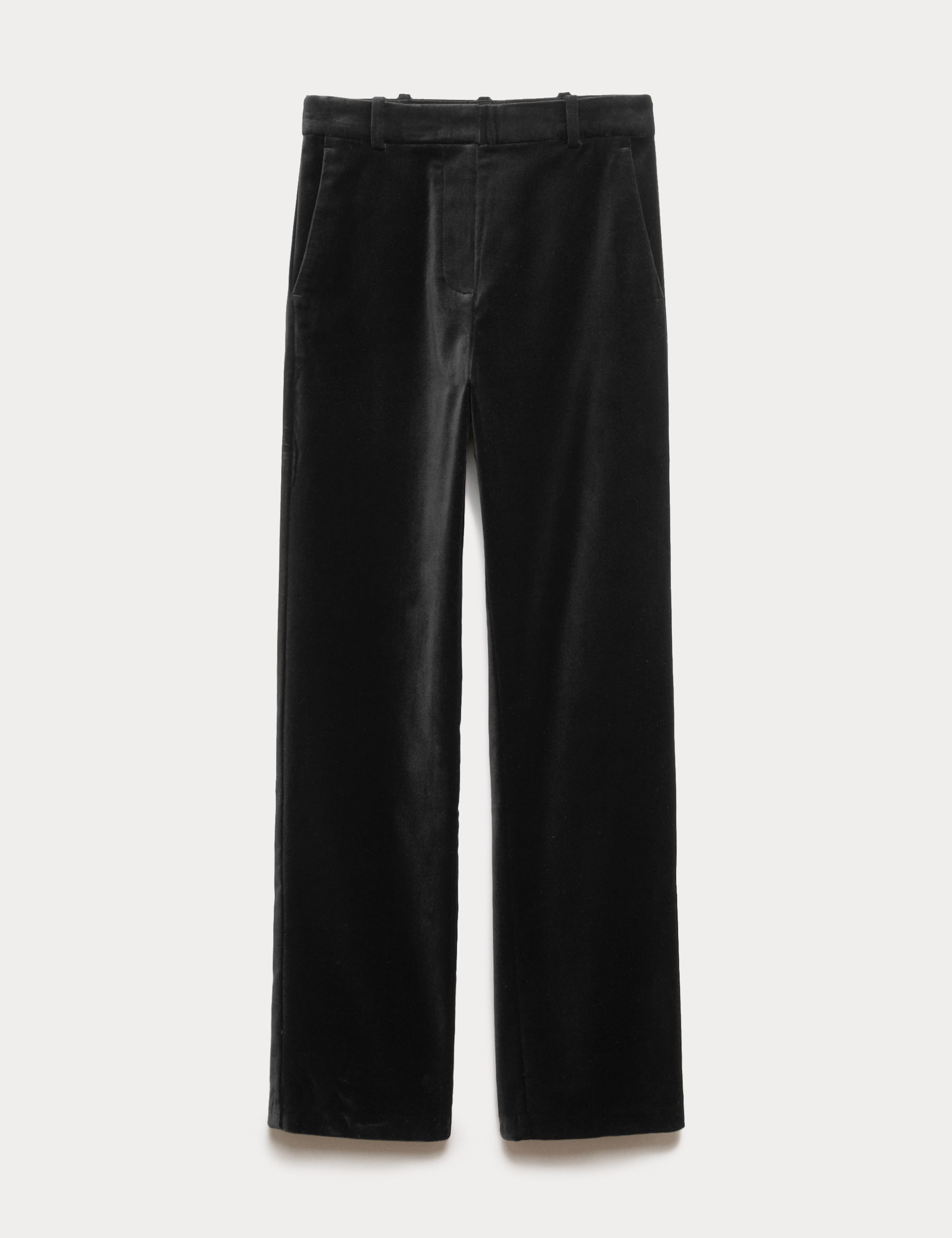 Cotton Rich Velvet Straight Leg Trousers 2 of 7
