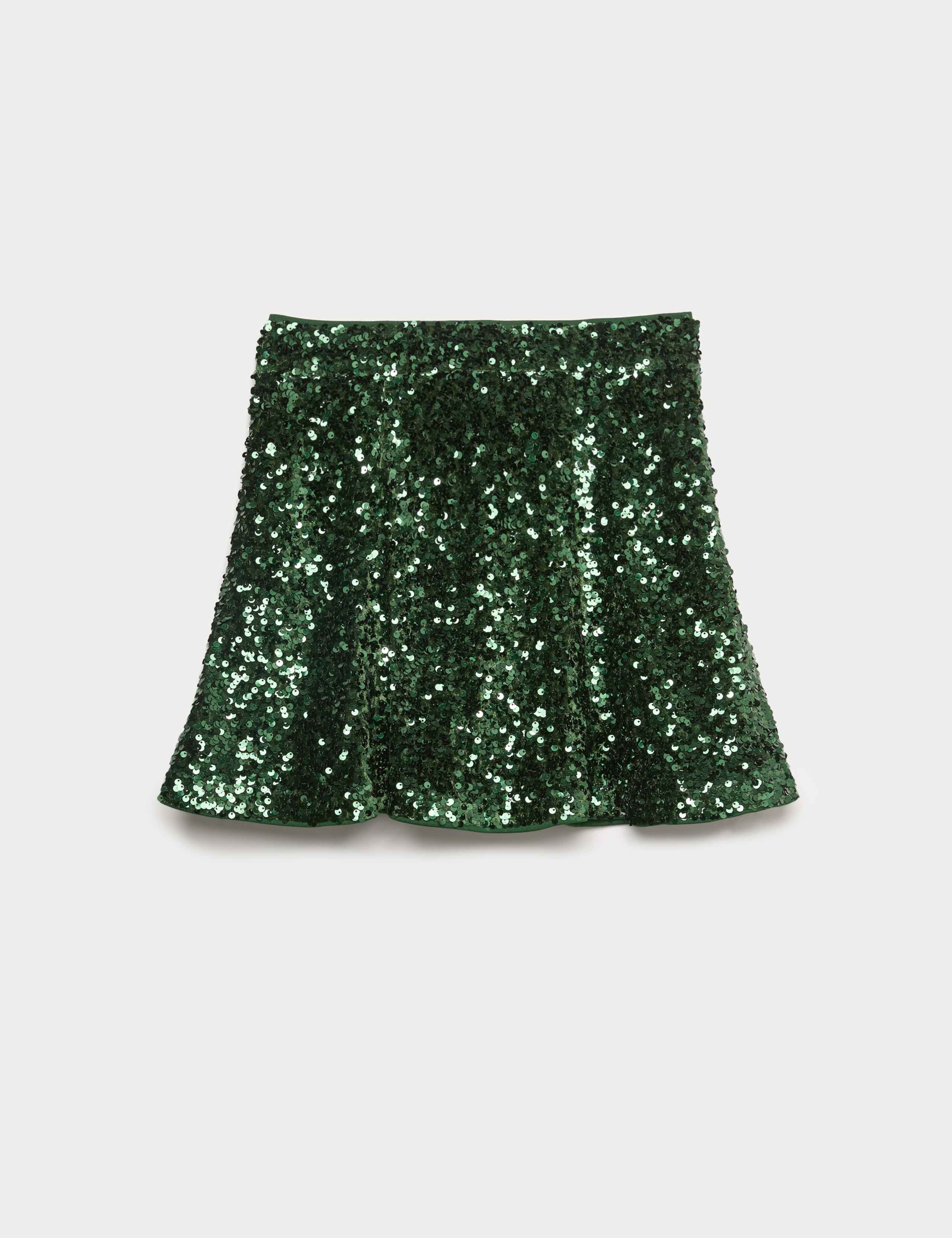 Velvet Sequin Mini Skater Skirt 2 of 5