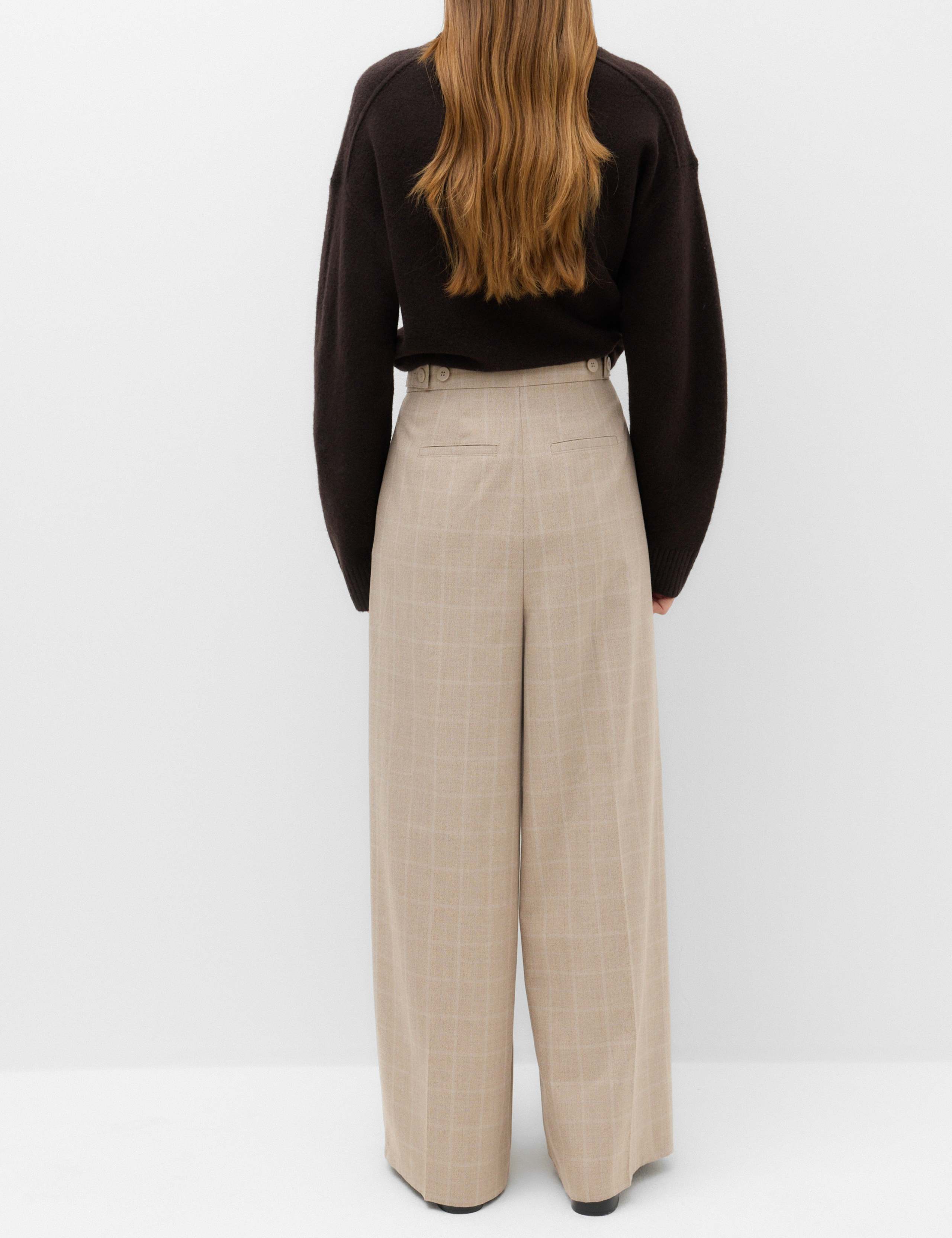 Checked Double Pleat Wide Leg Trousers 4 of 6