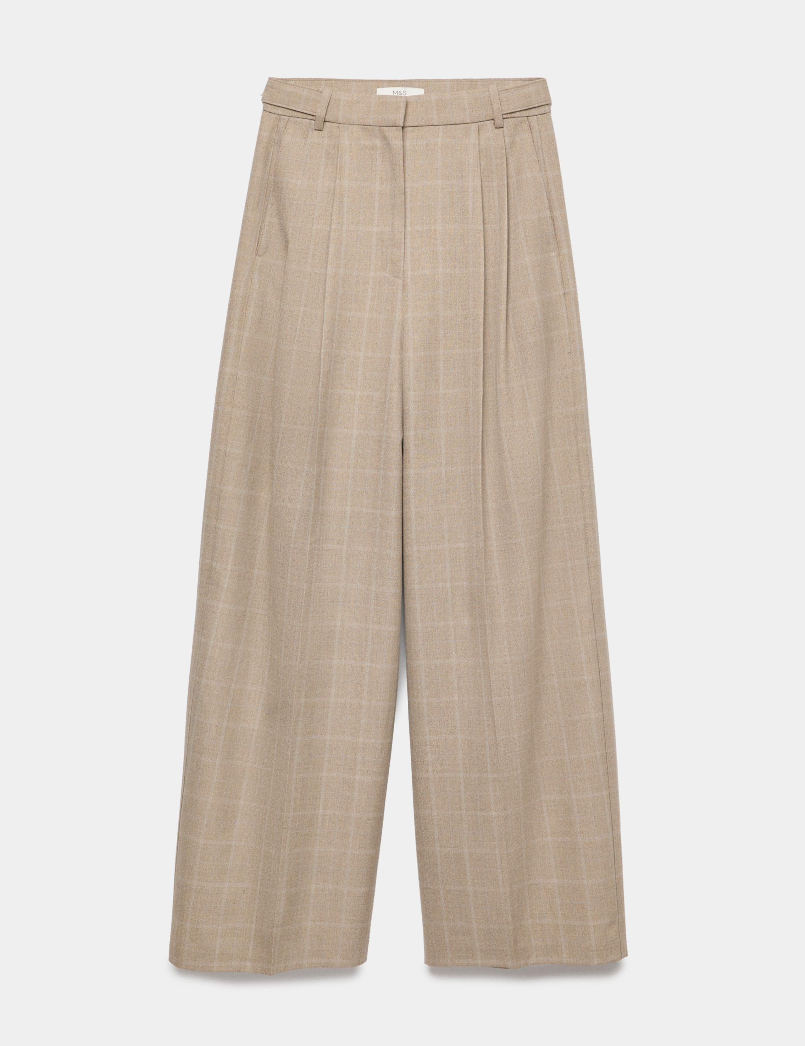 Checked Double Pleat Wide Leg Trousers 2 of 6