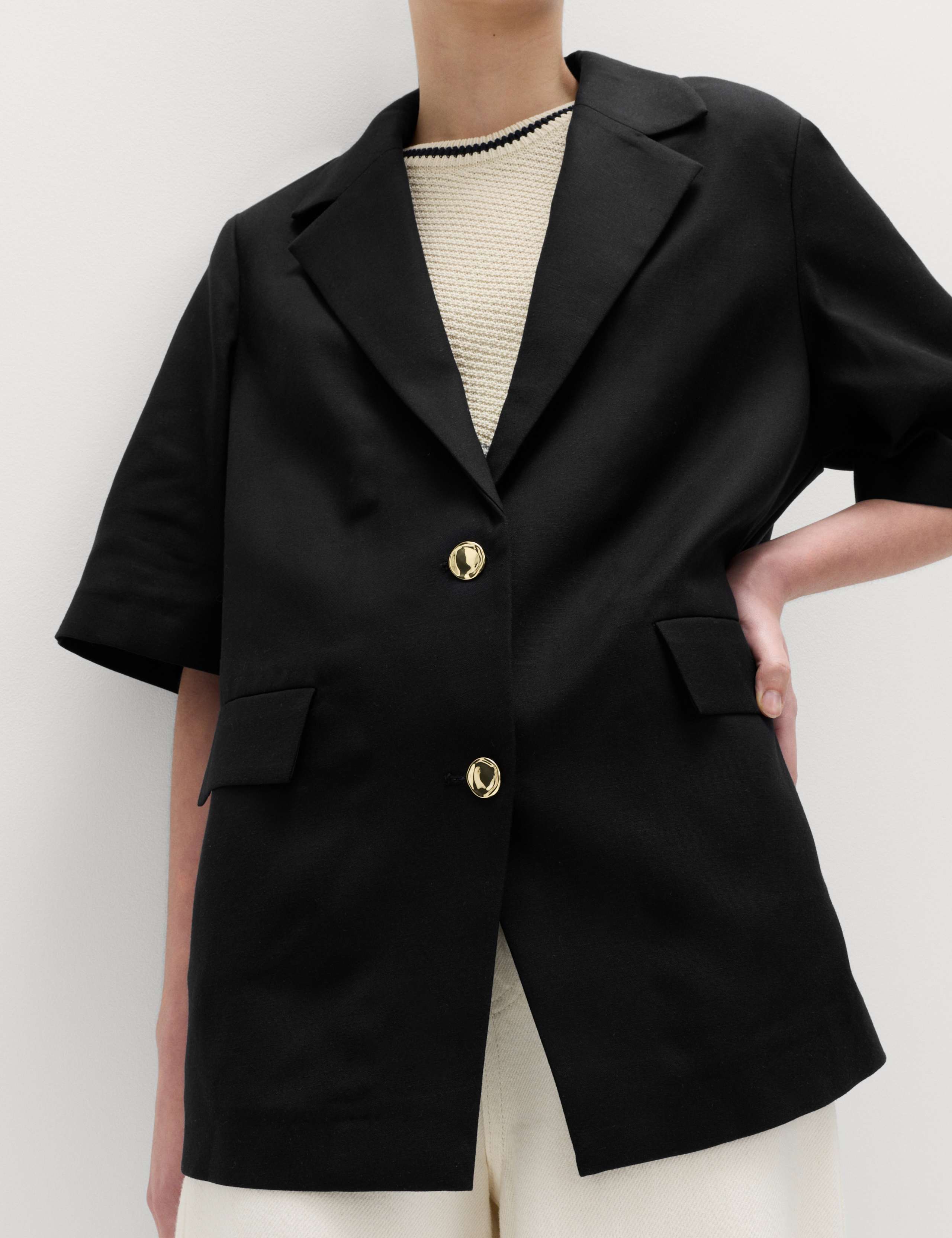 Lyocell Rich Short Sleeve Jacket with Linen 2 of 5