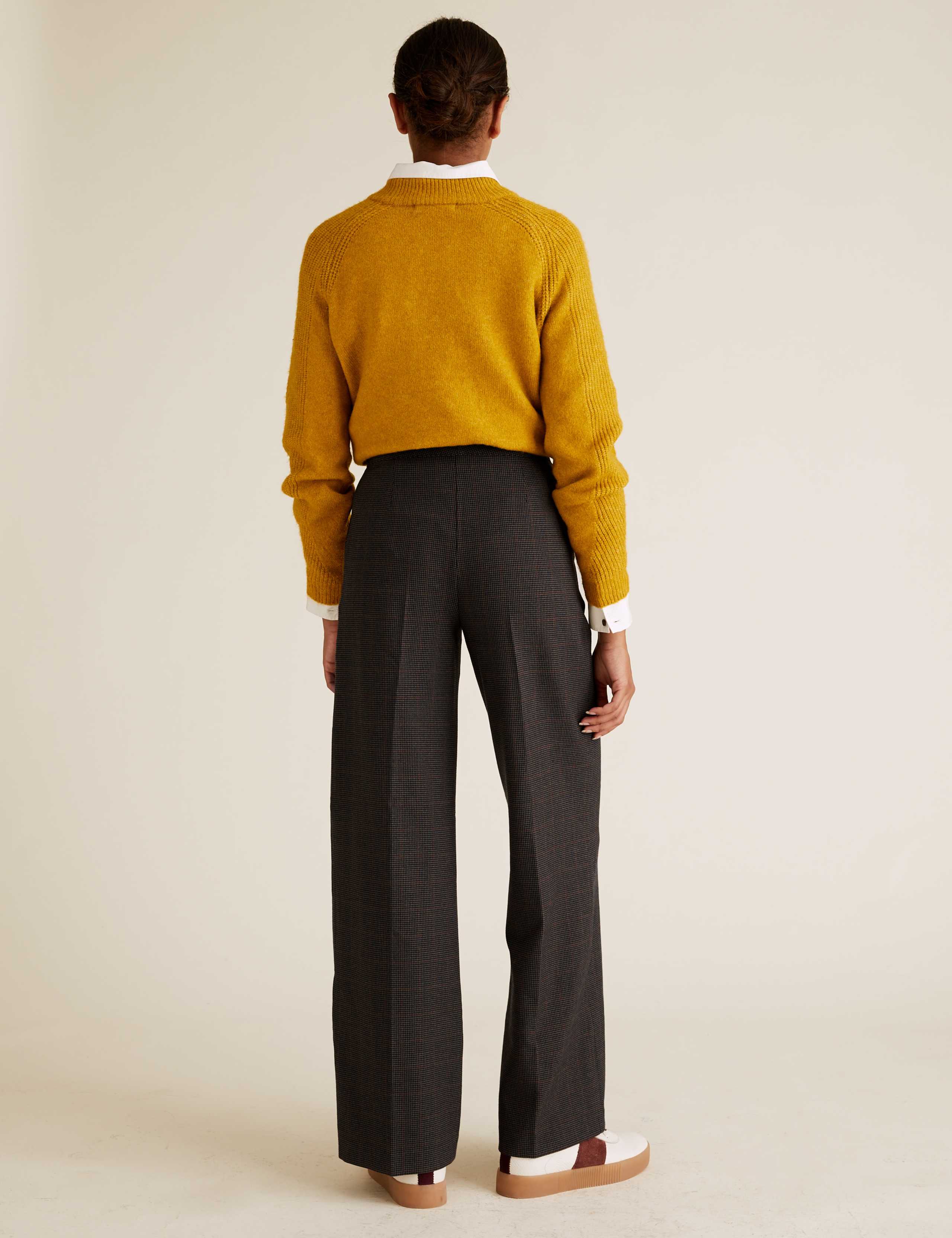 Checked Wide Leg High Waisted Trousers 3 of 5