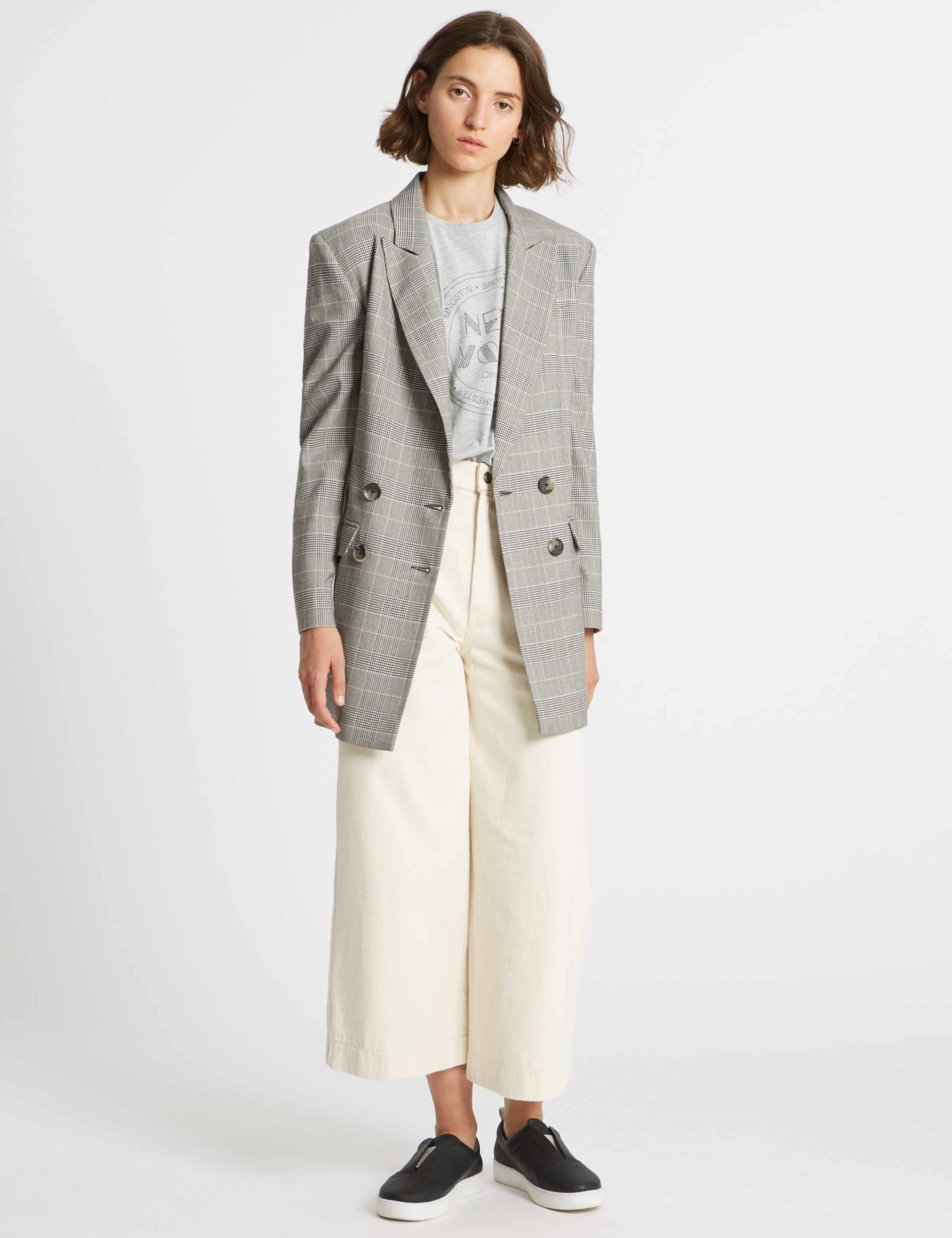 Checked Side Stripe Longline Blazer 1 of 6