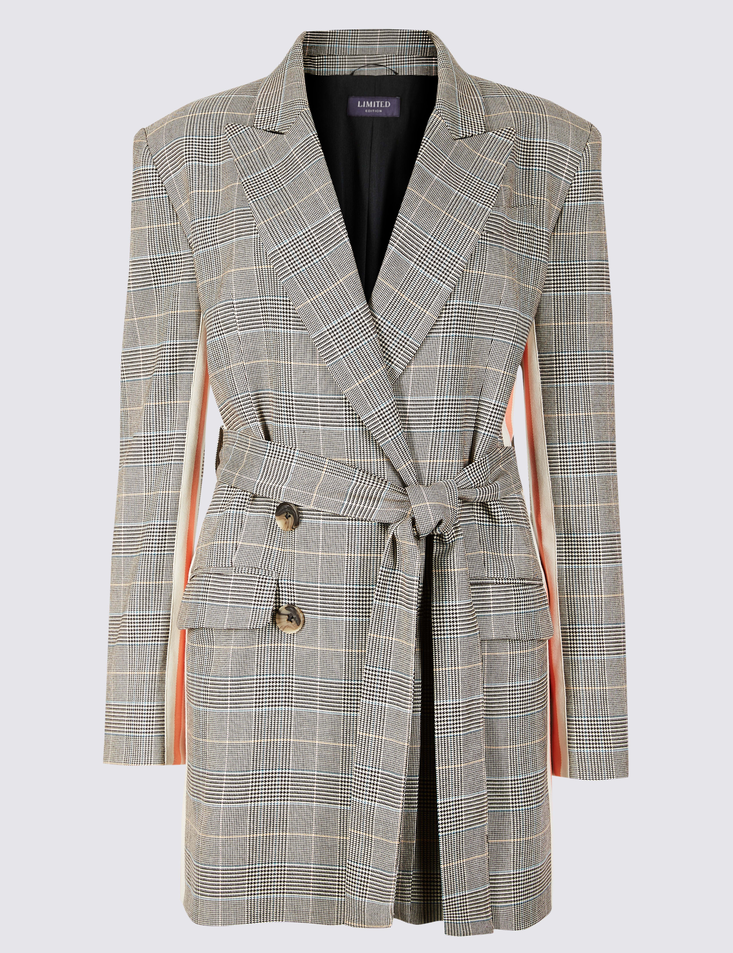Checked Side Stripe Longline Blazer 2 of 6