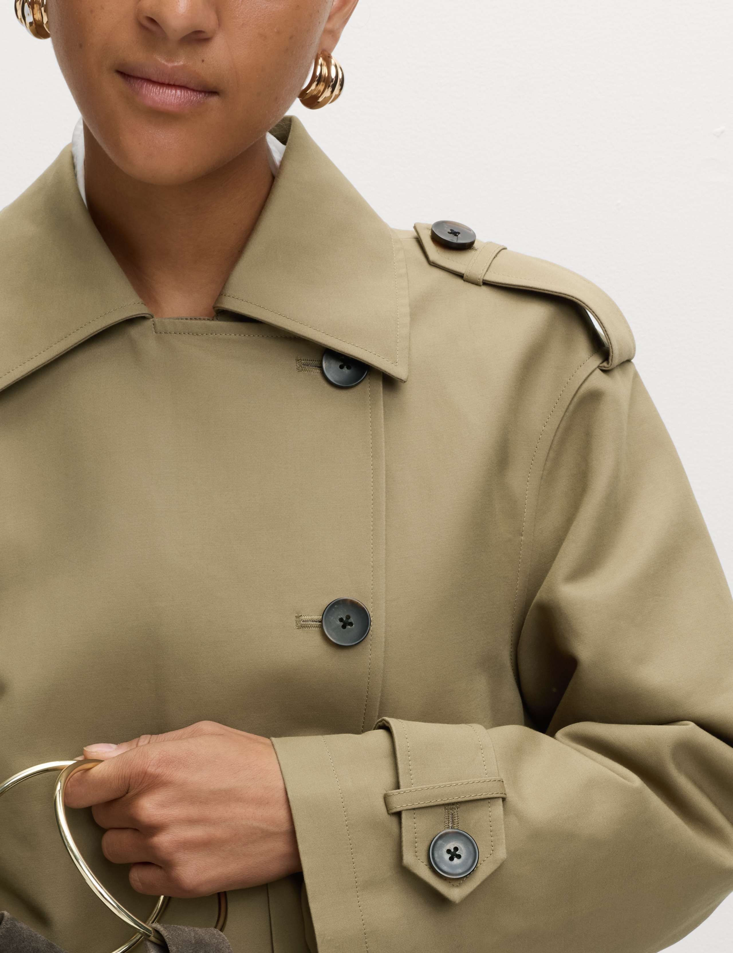 Cotton Rich Asymmetric Short Trench Coat 3 of 7