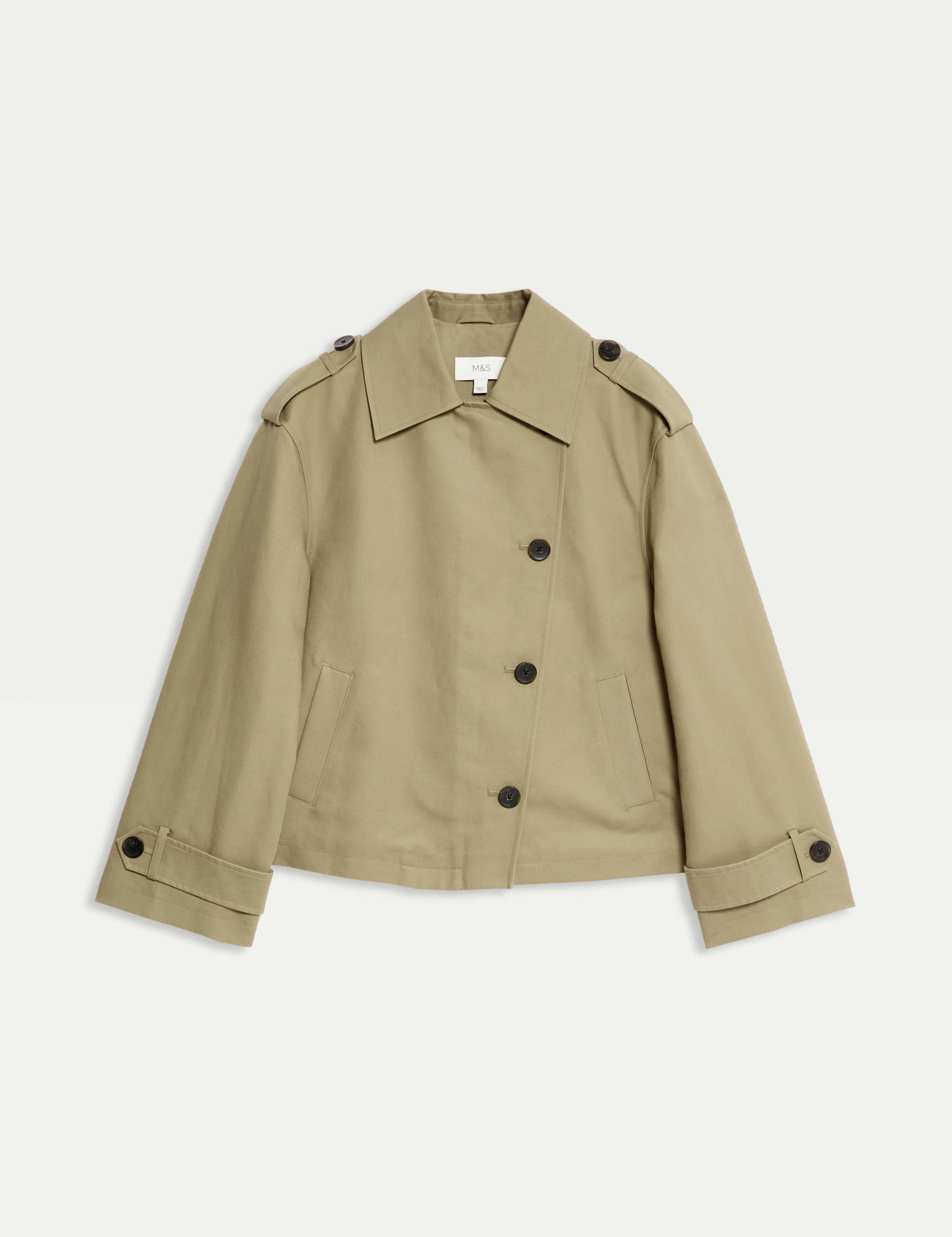 Cotton Rich Asymmetric Short Trench Coat 2 of 7