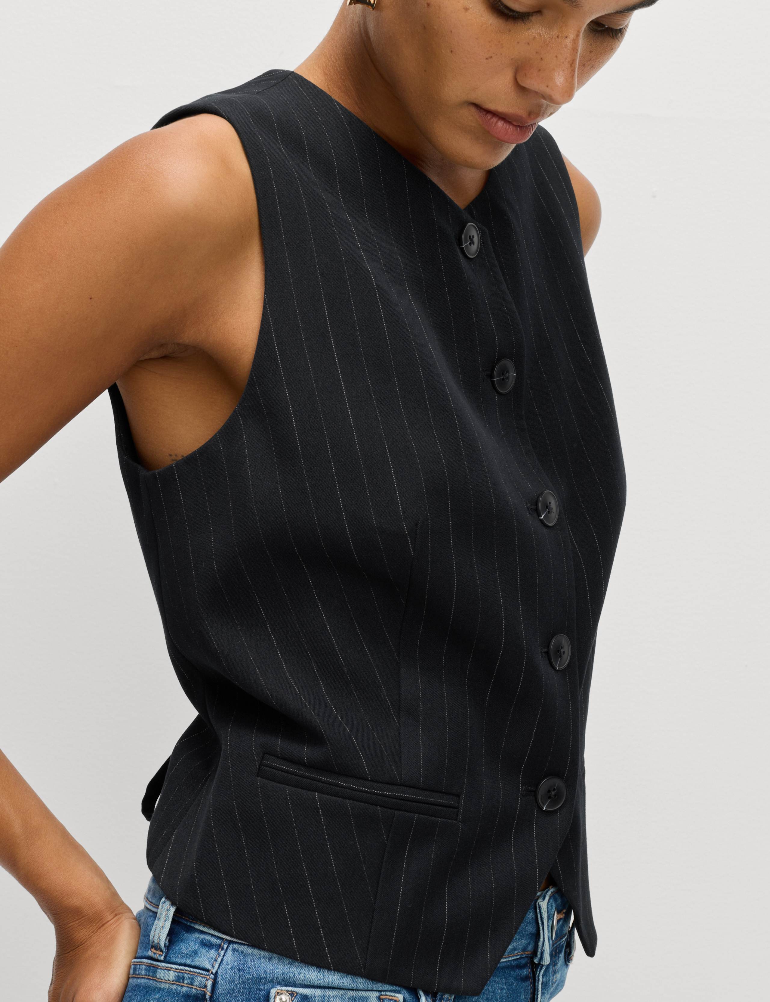 Striped Collarless Waistcoat 3 of 7